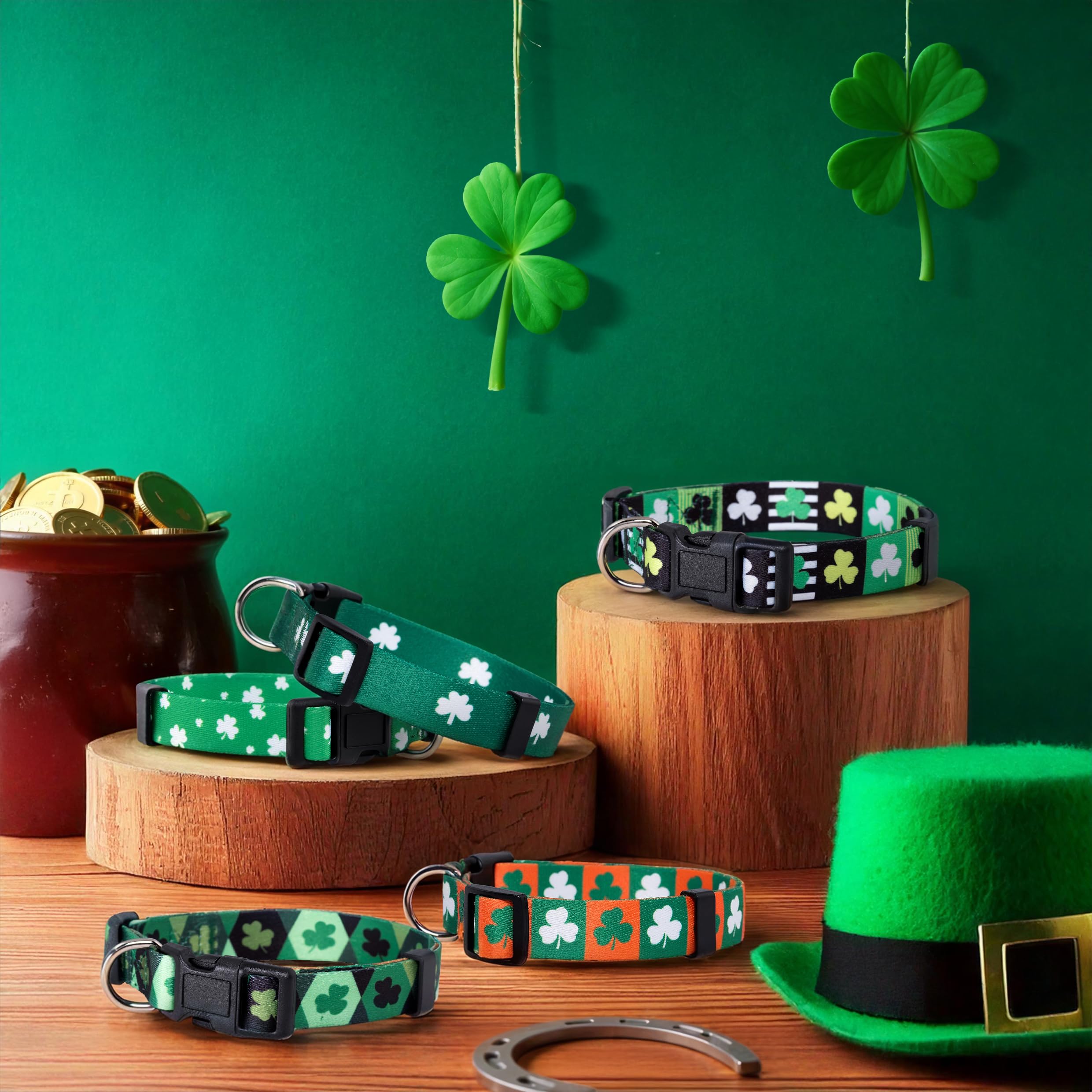 Native Pup St Patricks Dog Collar- Saint Patrick Green Shamrock Pet Collars- St. Patricks Lucky Irish- Cute Boy Girl Puppy Gift-