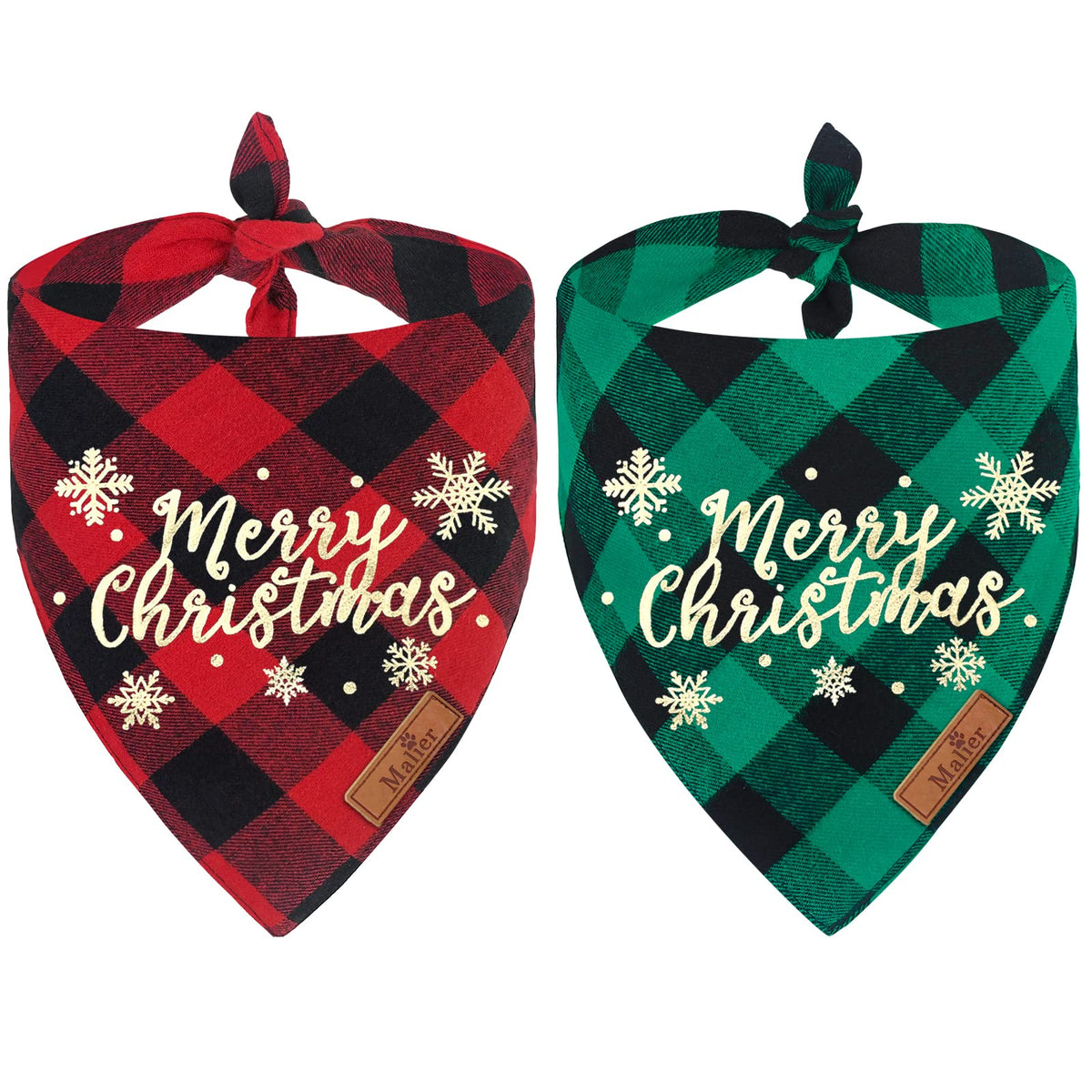 Malier 2 Pack Dog Bandanas Christmas Classic Buffalo Plaid Dog Bandana Dog Scarf Triangle Bibs Kerchief Merry Christmas Pet Costume For Small Medium Large Dogs Cats Pets (Christmas-2, Small)