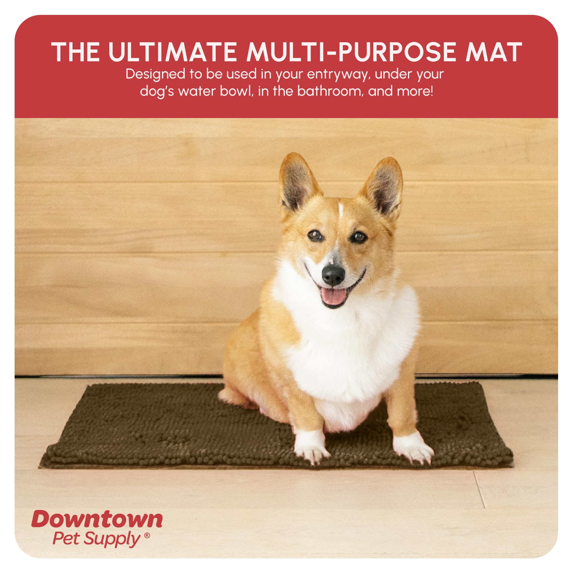 My Doggy Place Microfiber Dog Mat for Muddy Paws, 18 x 24 Brown - Absorbent and Quick-Drying Dog Paw Cleaning Mat, Washer and Dr