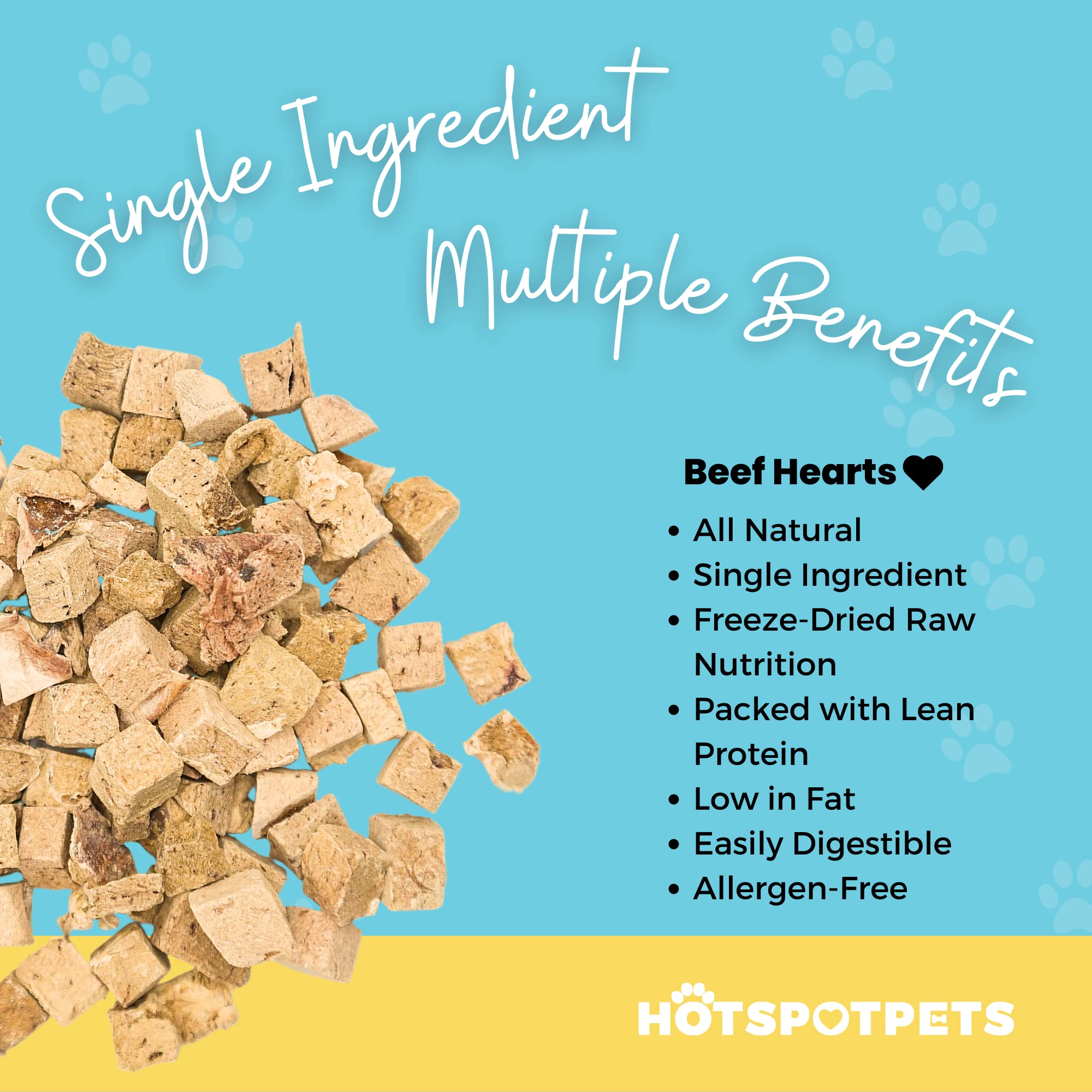 hotspot pets Freeze Dried Duck Heart Treats for Cats & Dogs - 1LB Big Bag - Single Ingredient All Natural Grain-Free Duck Hearts