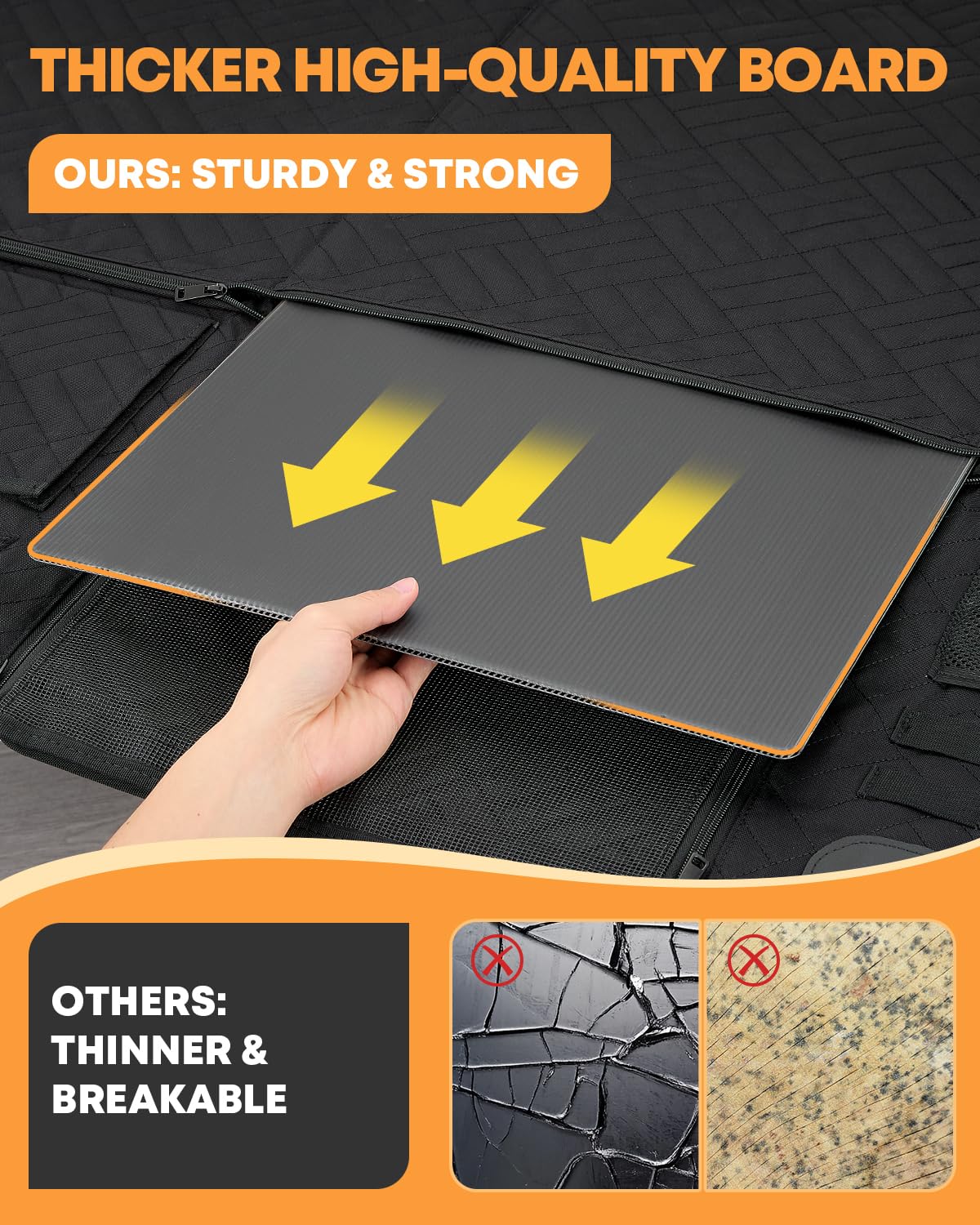 Kohree Dog Car Seat Cover For Back Seat Hard Bottom - Upgraded Reinforced Pp Broads, Heavy Duty 900D Oxford Fabric, Nonslip Anti