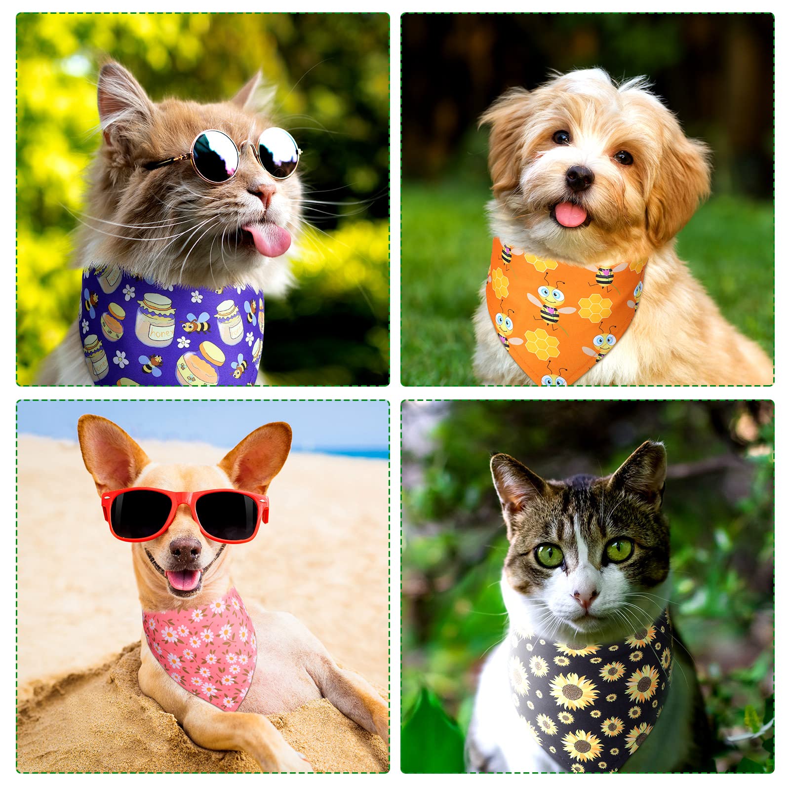 Weewooday 20 Pcs Spring Dog Bandanas Bulk Adjustable Spring Dog Bandanas Bibs Scarf Bib Washable Triangle Doggy Kerchief For Sma