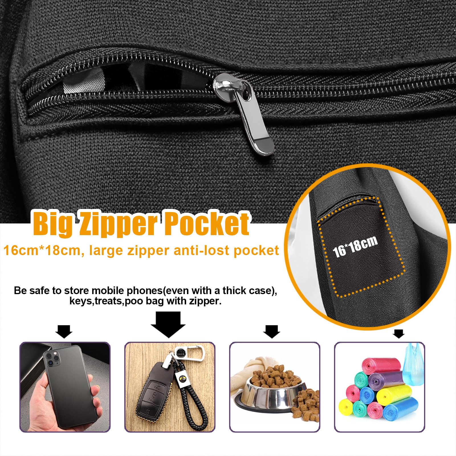 Tomkas Small Dog Sling Carrier - Zipper Pocket & Classic Strap - For 3-10 Lbs Pets(Black)