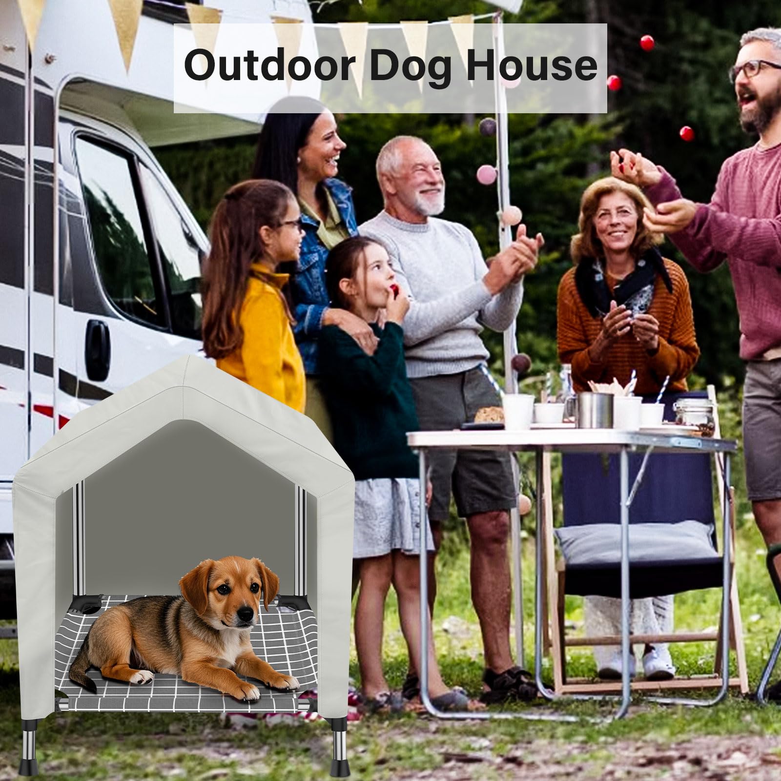 Dopliv Elevated Dog House For Outdoor Or Indoor - Waterproof Dog Tent Cat House, Dog Sunshade Tent, Pet House With Removable Cov