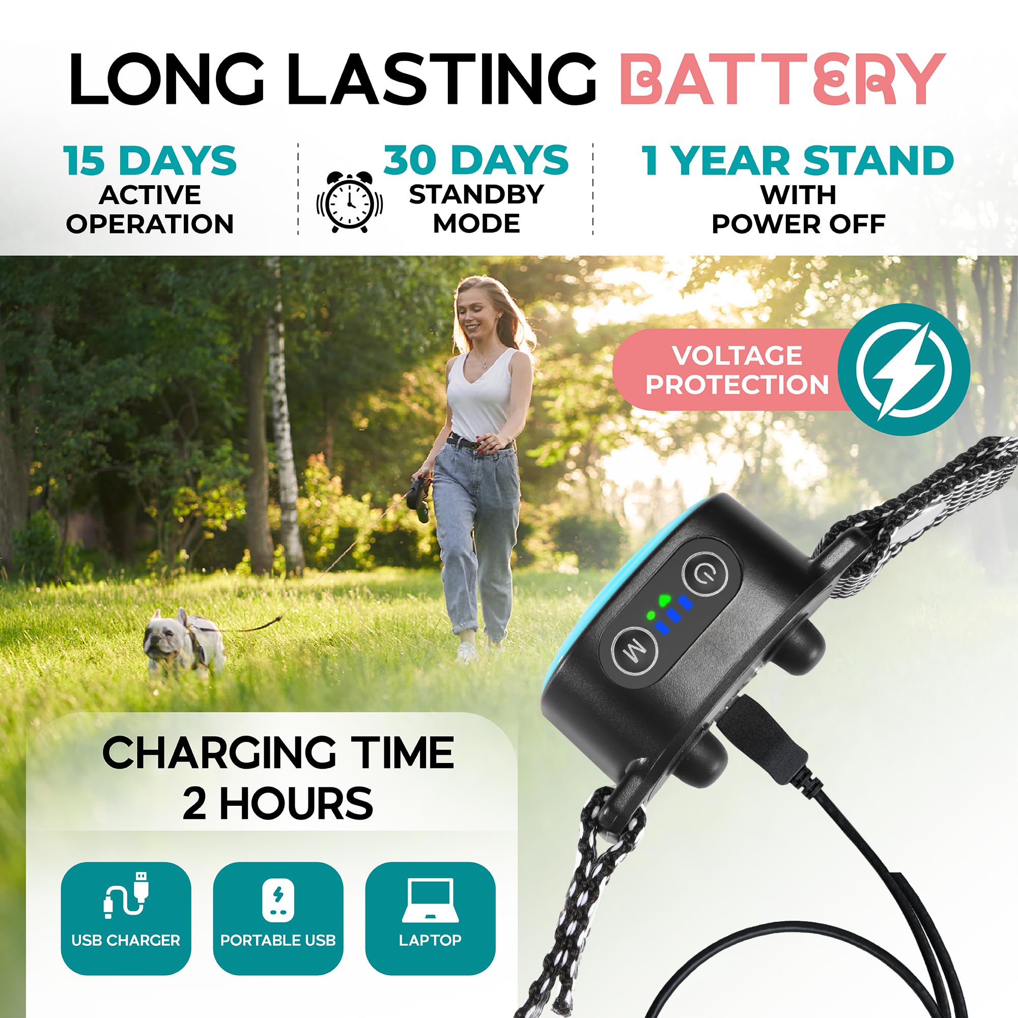 Bark Collar For Small/Medium Dogs, No Shock Anti Bark Collar, Rechargeable Anti Barking Collar W/2 Vibration & Beep Modes, Water