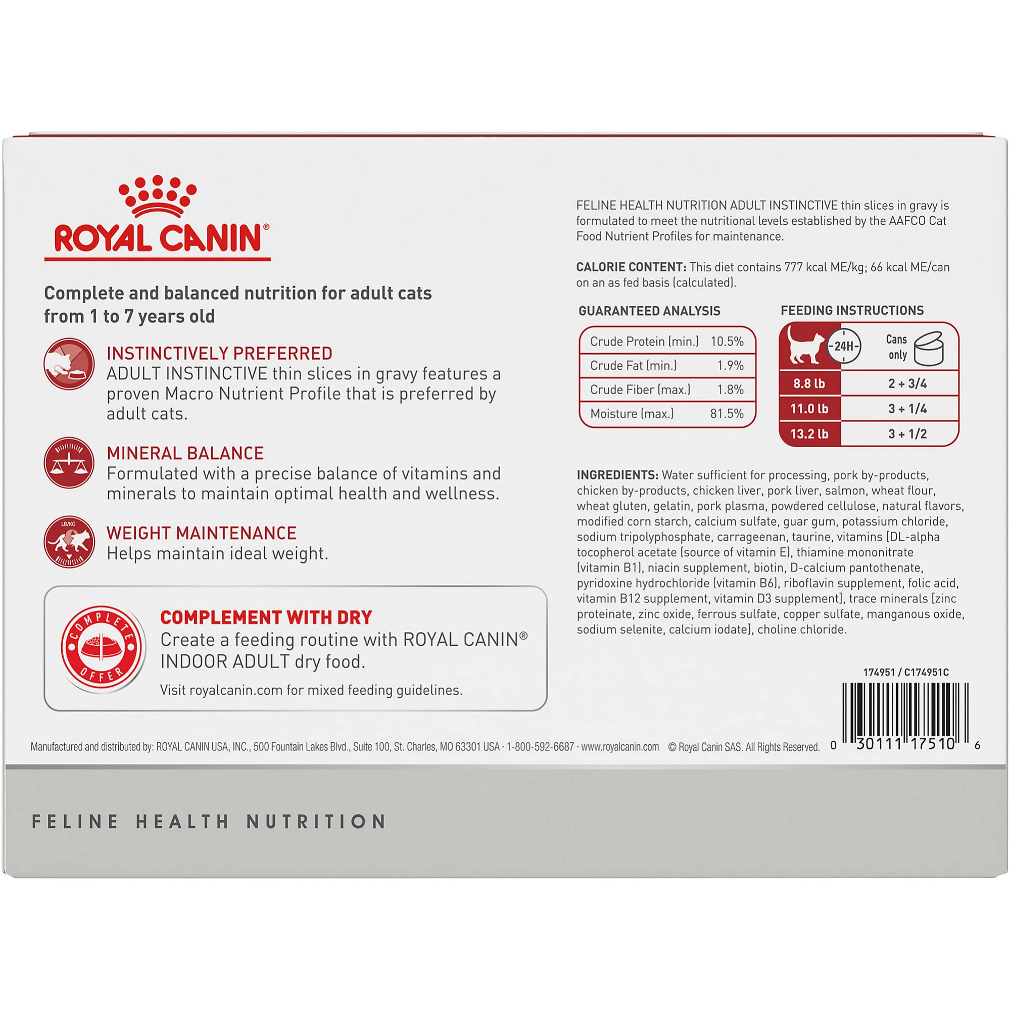 Royal Canin Adult Instinctive Thin Slices in Gravy Wet Cat Food, 3 oz can (12-count)