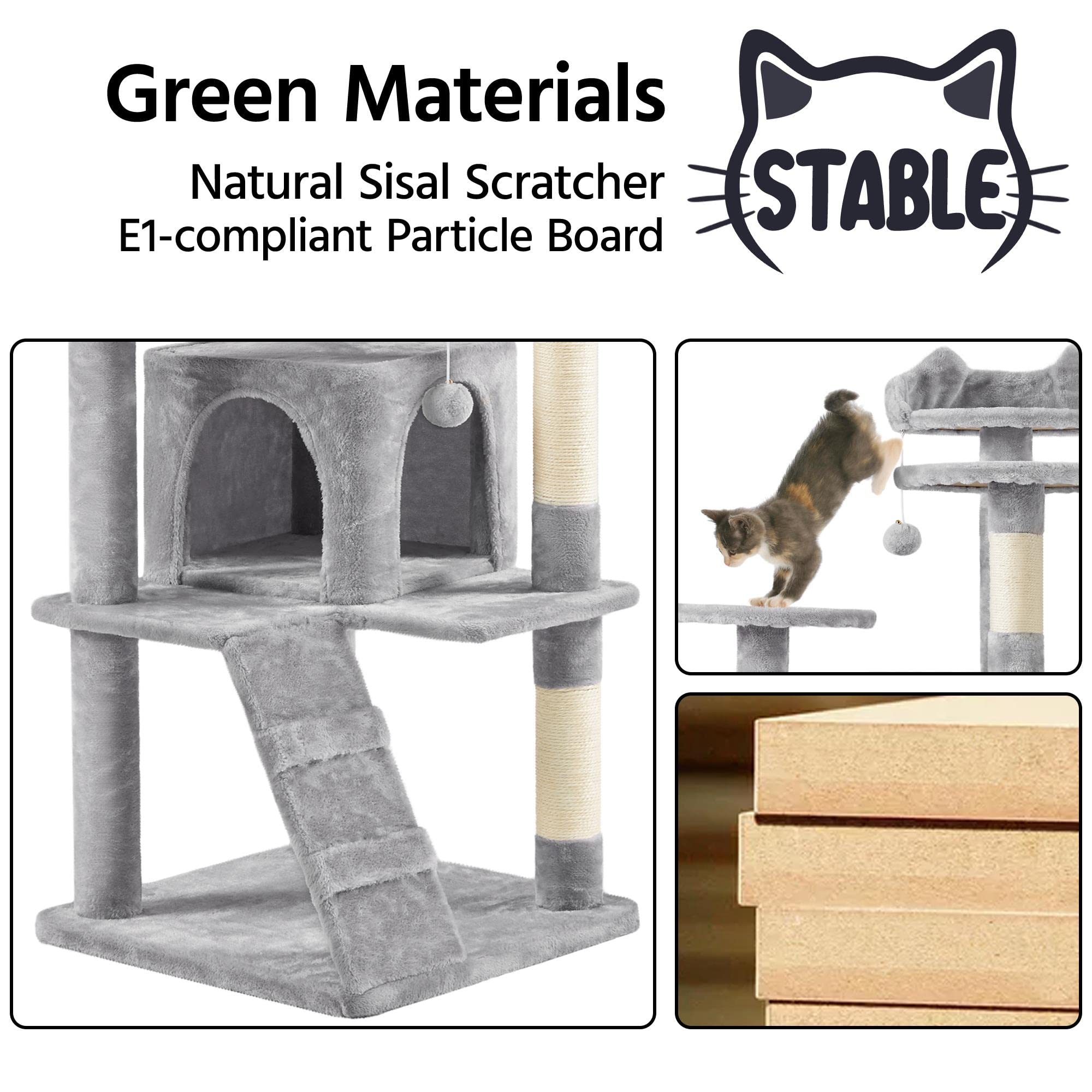 Topeakmart 70In Cat Tree, Multi-Level Cat Tower With Scratching Post Dangling Ball And Condos Cat Furniture For Indoor Cats, Lig