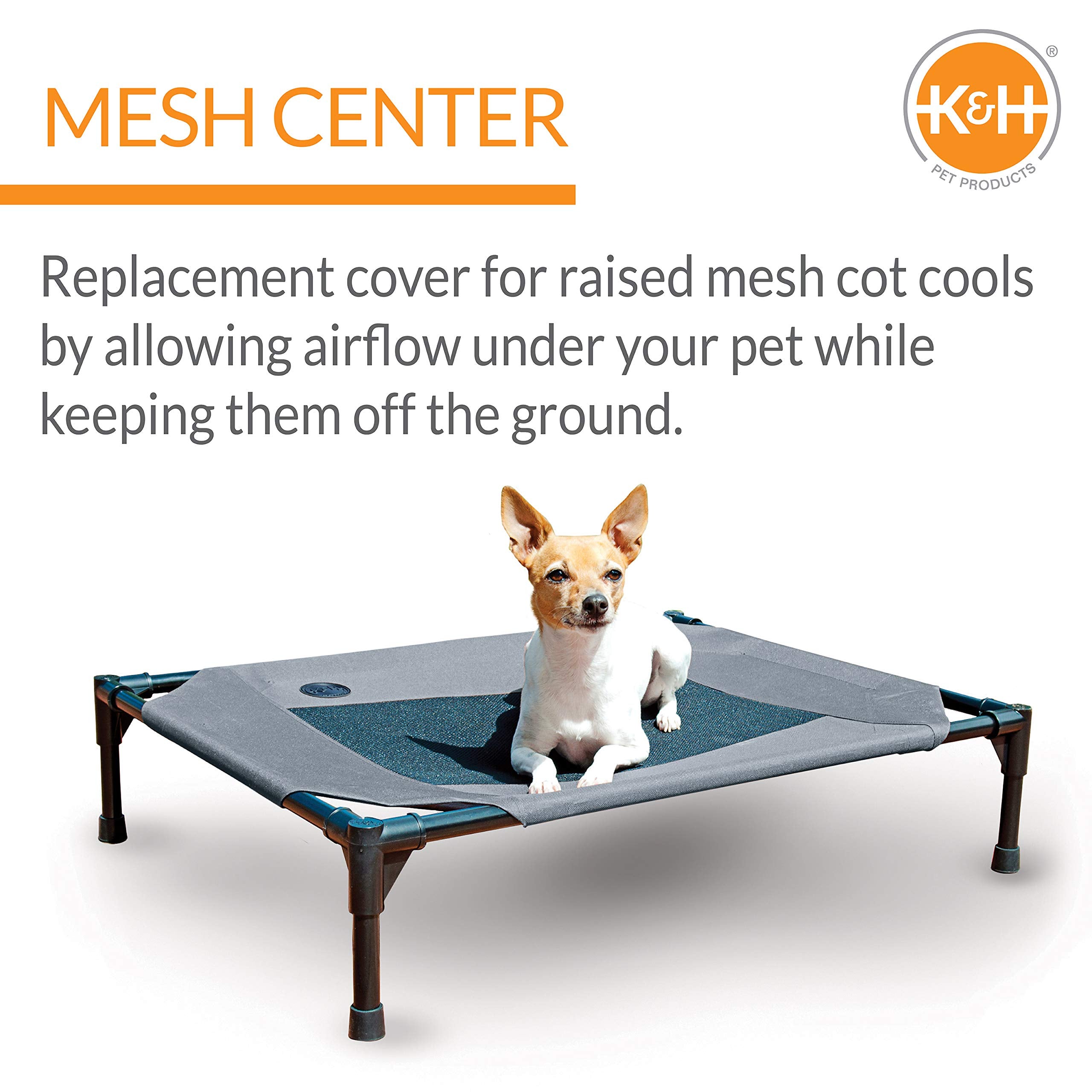 K&H Pet Products Elevated Cooling Outdoor Dog Bed Portable Raised Dog Cot Replacement Cover Only Gray/Black Mesh Medium 32 X 25 Inches (Cot Not Included)