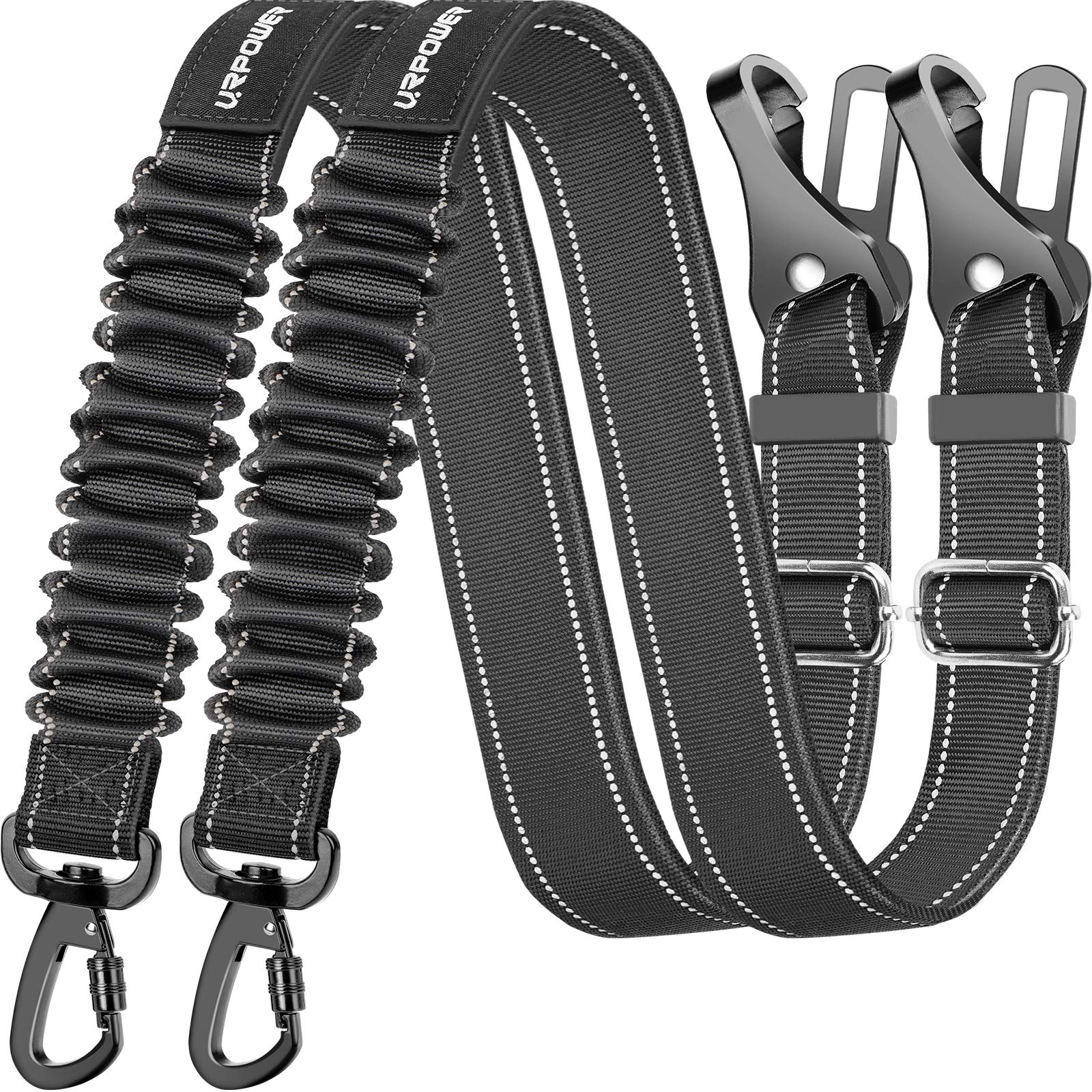 Urpower Upgraded 3-In-1 2 Pack Adjustable Pet Seat Belt For Vehicle Nylon Pet Safety Seat Belts Heavy Duty & Elastic & Durable F