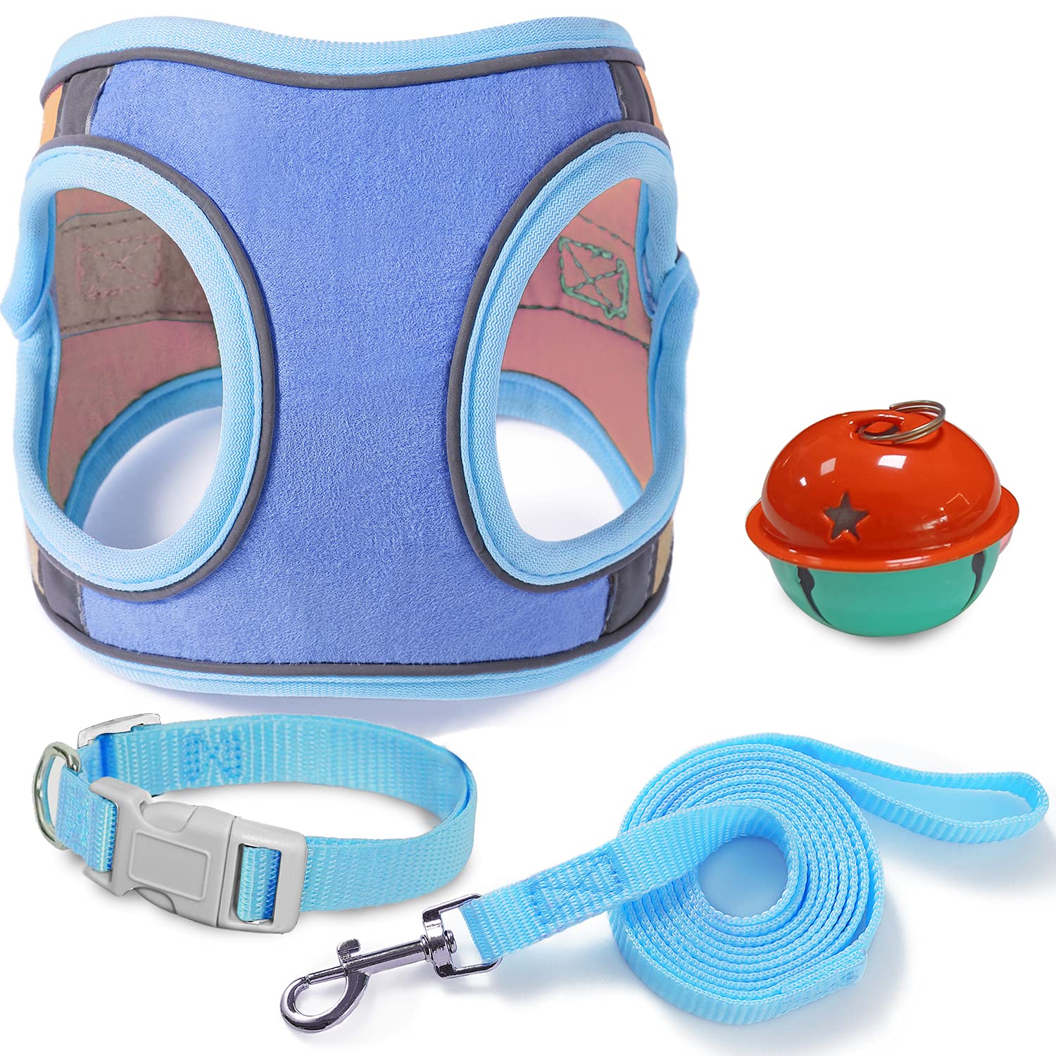 Jsxd Cat Harness,Leash And Collar Set,Escape Proof Kitten Vest Harness For Walking,Easy Control Night Safe Pet Harness With Reflective Strap And Bell For Small Large Kitten,Fit For Puppy,Rabbit