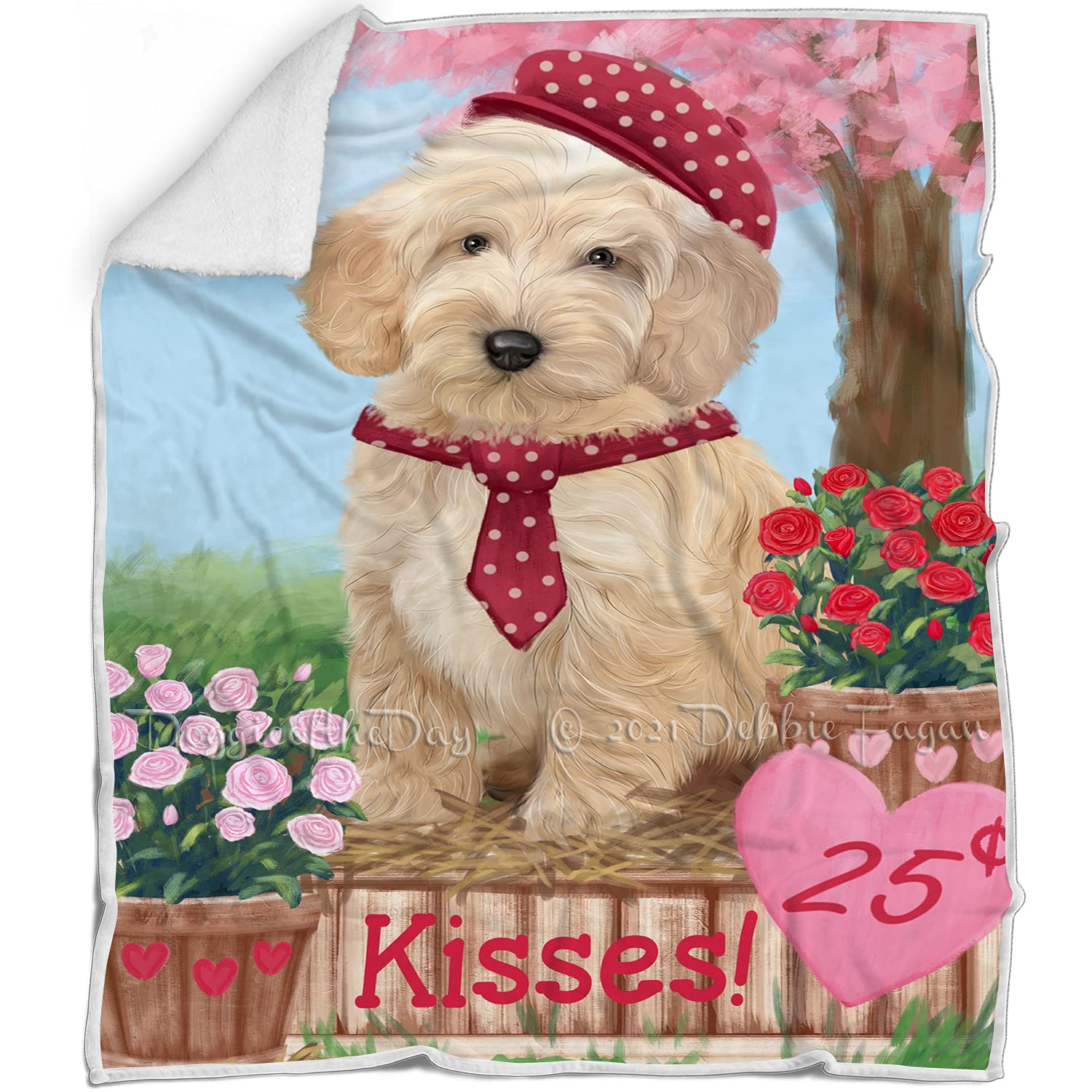 Rosie 25 Cent Kisses Cockapoo Dog Blanket  Lightweight Soft Cozy and Durable Bed Blanket  Animal Theme Fuzzy Blanket for Sofa 