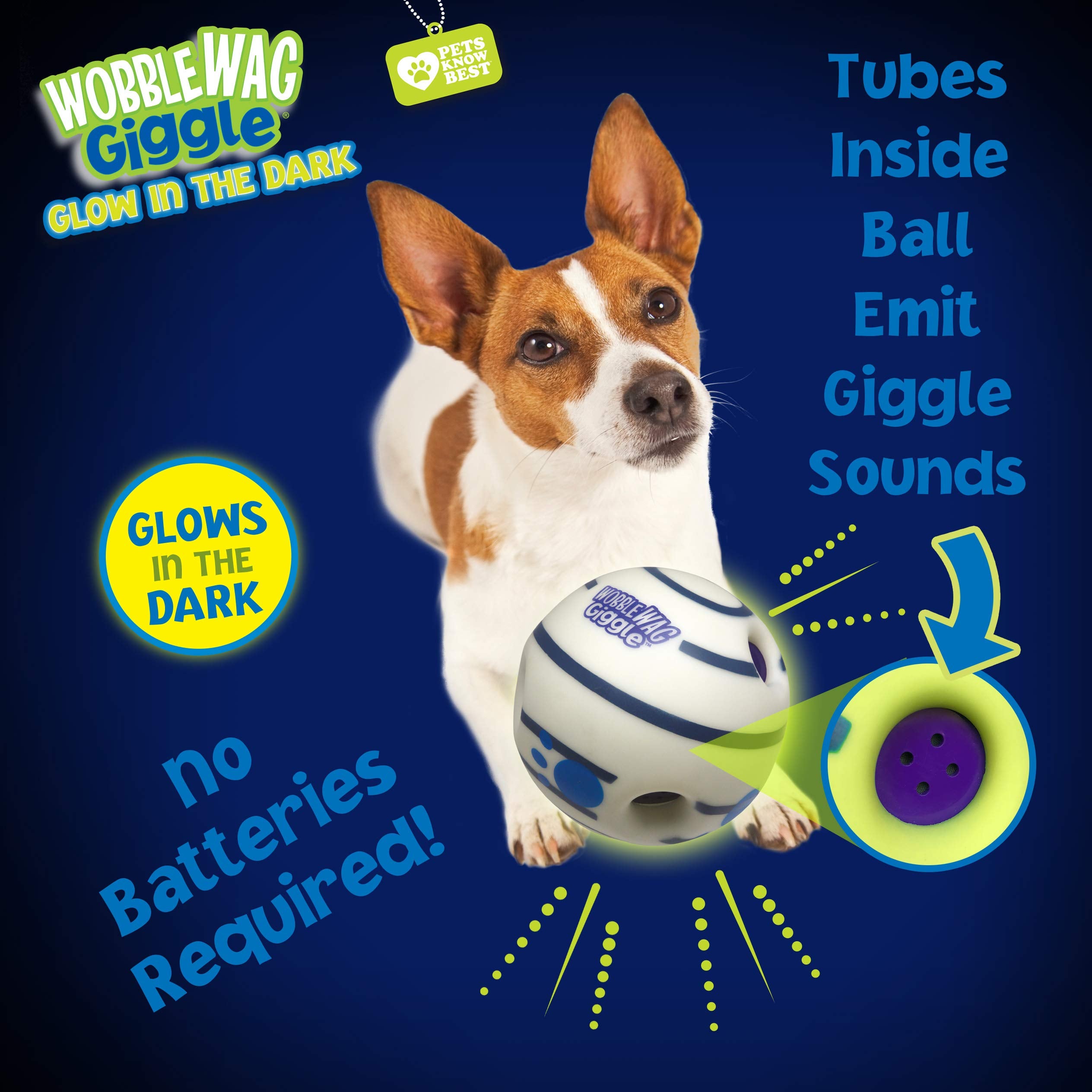 Wobble Wag Giggle Glow In The Dark, Interactive Dog Toy, Fun Giggle Sounds When Rolled Or Shaken, Pets Know Best, As Seen On Tv,