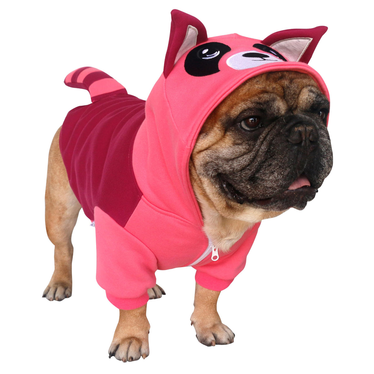 Ichoue I Am A French Bulldog Raccoon Halloween Costumes Clothes Hoodies For Small Dogs Cold Weather Winter Coats Frenchie English Pug Pitbull Boston Terrier - Red, Medium