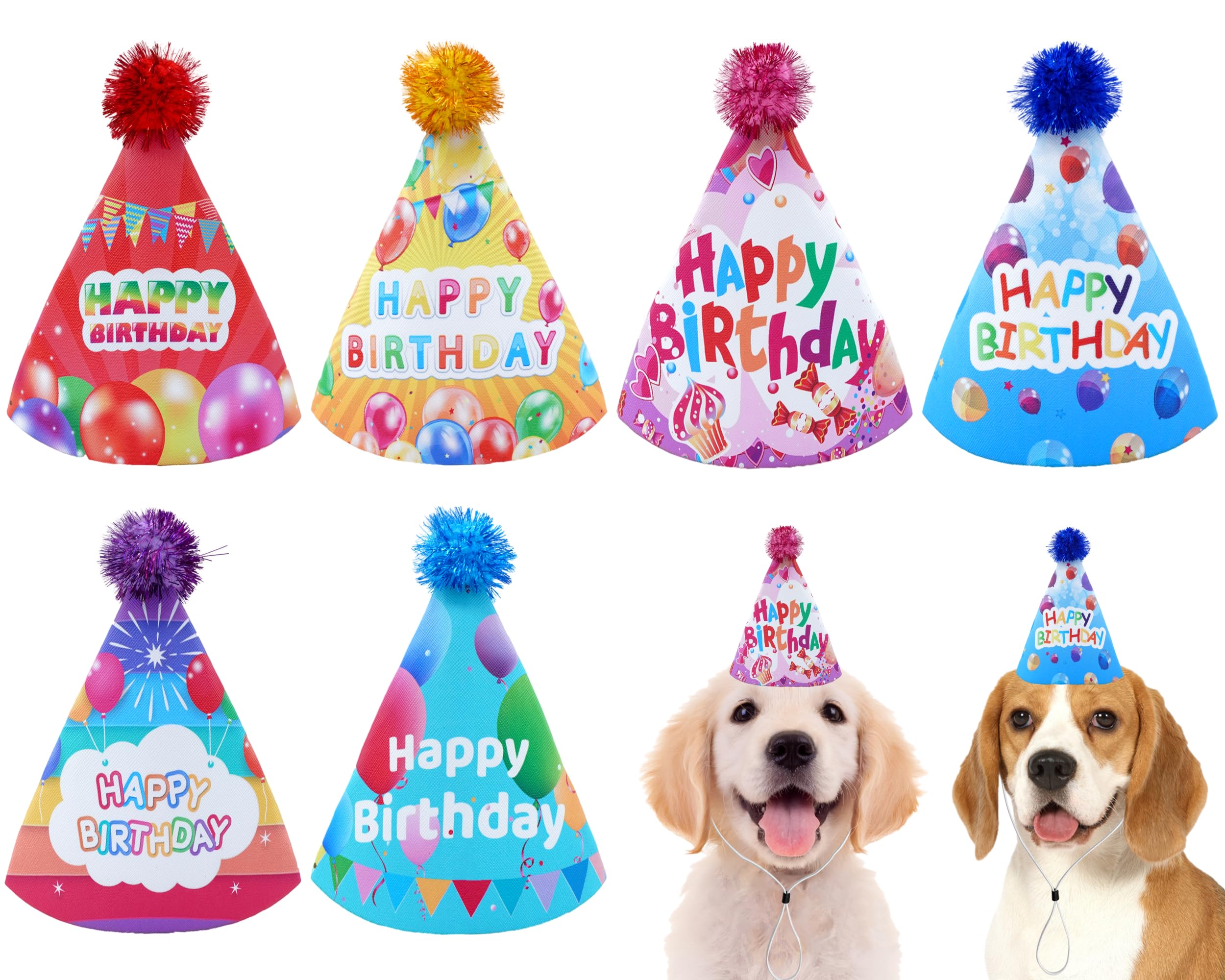 Jpgdn 6Pcs/Pack Dog Birthday Hats Party Hats For Large Xl Xxl Dog Boy Girl Birthday Costume Accessories