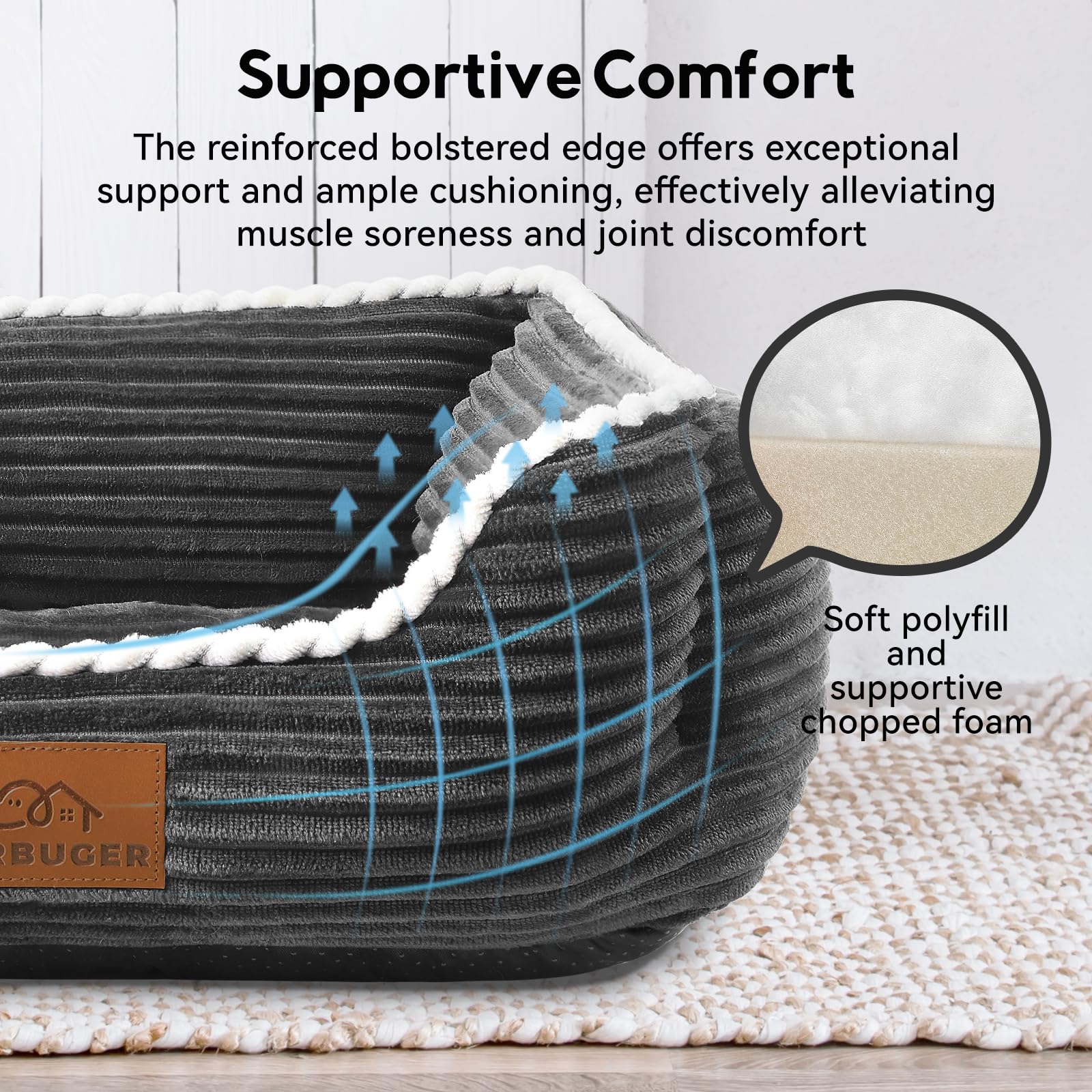 Zerbuger Orthopedic Dog Bed For Medium Dogs,Dog Sofa Beds Supportive Foam Pet Couch Bed With Removable Washable Mat And Nonskid