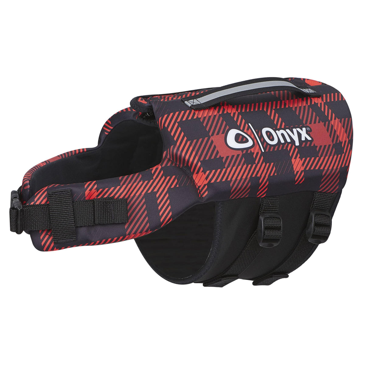 Onyx Neoprene Dog Life Vest, Red Plaid, Large