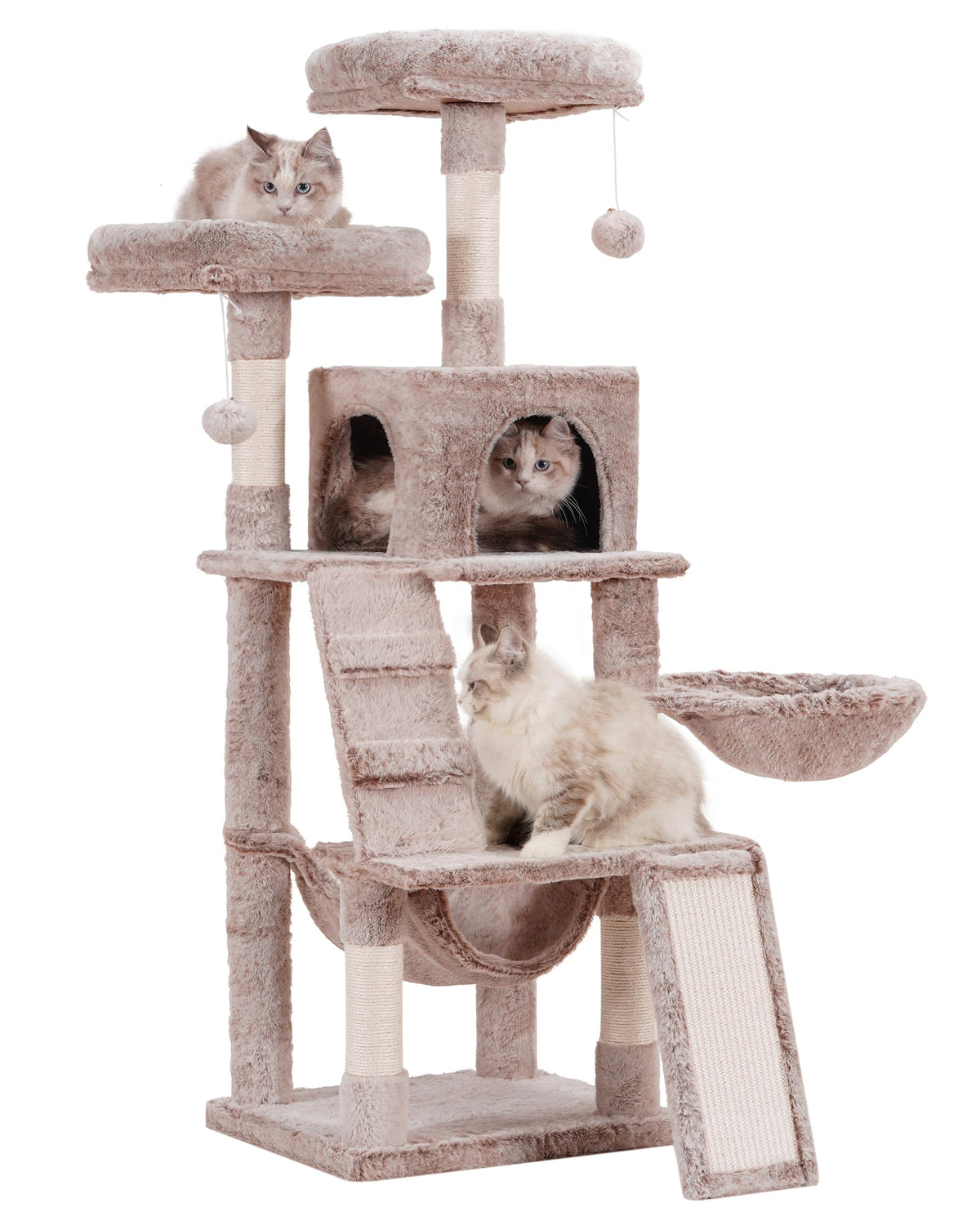 Heybly Cat Tree, Cat Tower For Indoor Cats,Multi-Level Cat Furniture Condo For Cats With Padded Plush Perch, Cozy Basket And Scr