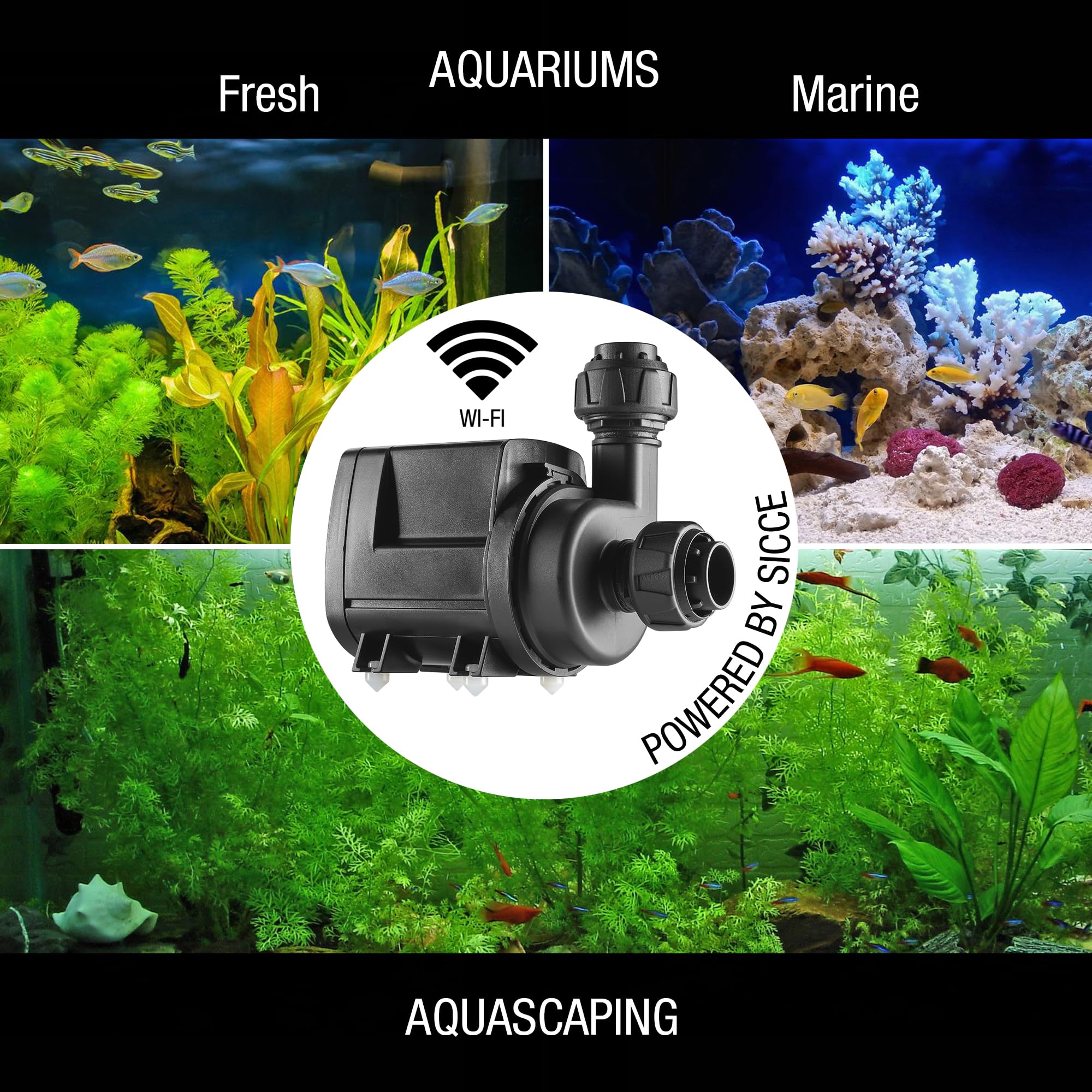 SICCE Syncra SDC 7.0 Water Pump 800-1900 gph WIFI Apex Controllable Aquarium DC Return with Controller | Quiet, Submersible or E