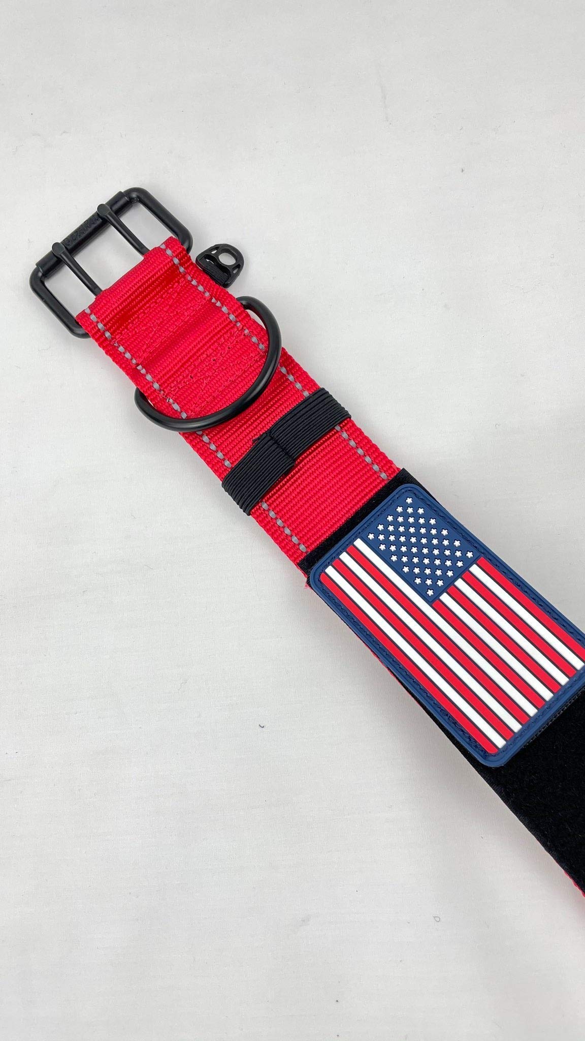 2' Personalized Tactical Dog Collar - Wide Thick Military Style With Strong Belt Buckle Closure - American Flag Patch - Reflective - Med And Xl Sizes For Large Dogs