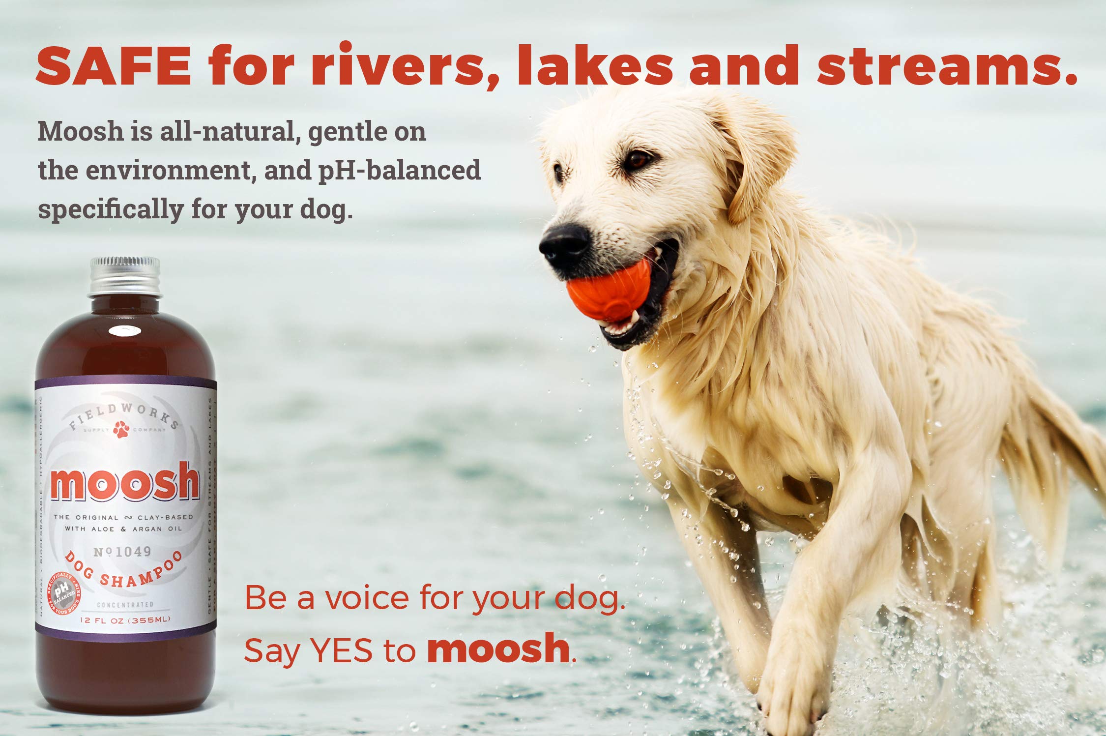 Moosh Natural Dog Shampoo - Promotes Healthy Hair, Coat and Skin. Helps Hot Spots, Dry Itchy Skin. Pet Odor Eliminator - Groomin