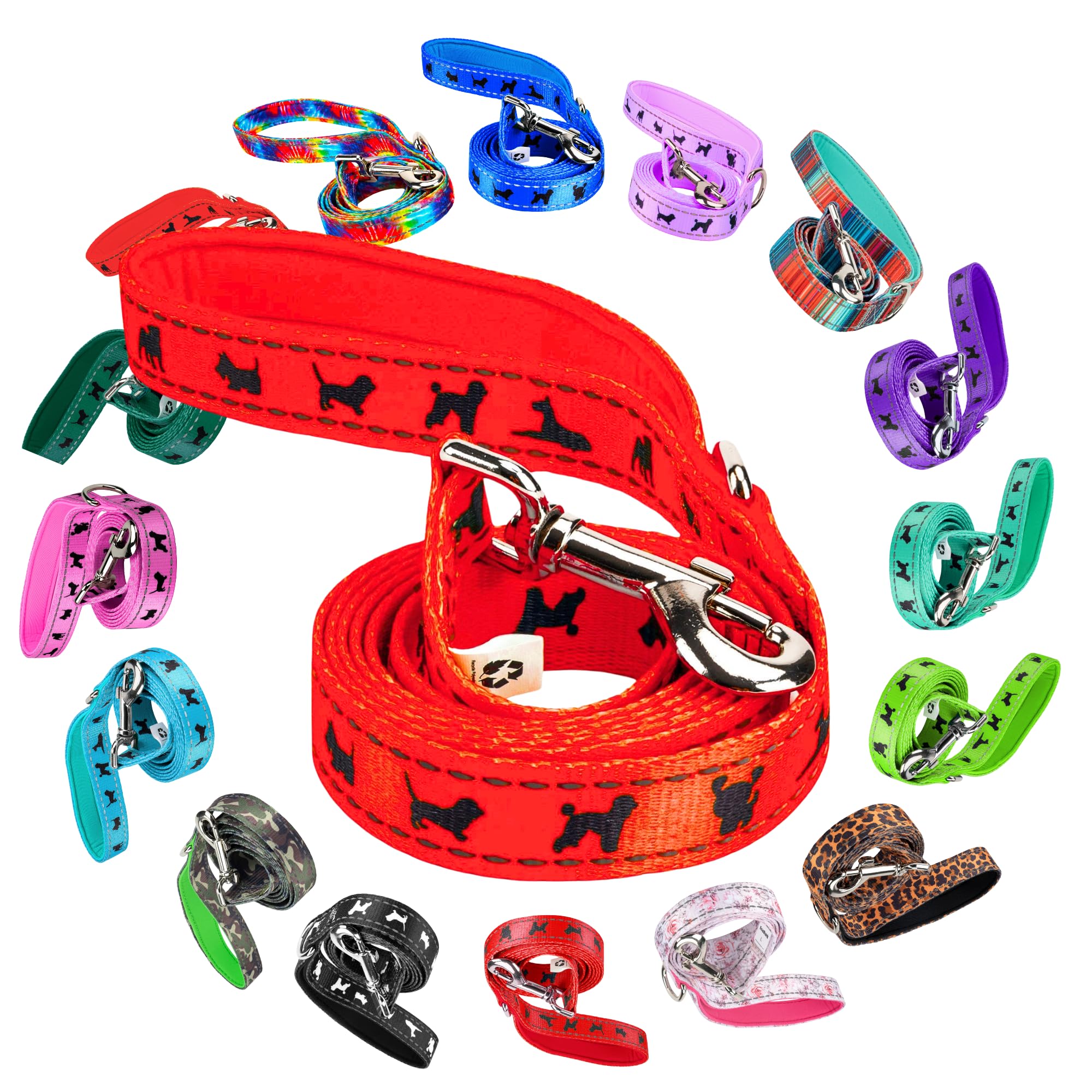 Ecobark Dog Leash - Soft & Reflective Dog Leashes With Padded Handle - Strong Durable Heavy Duty - Training And Pulling For Smal