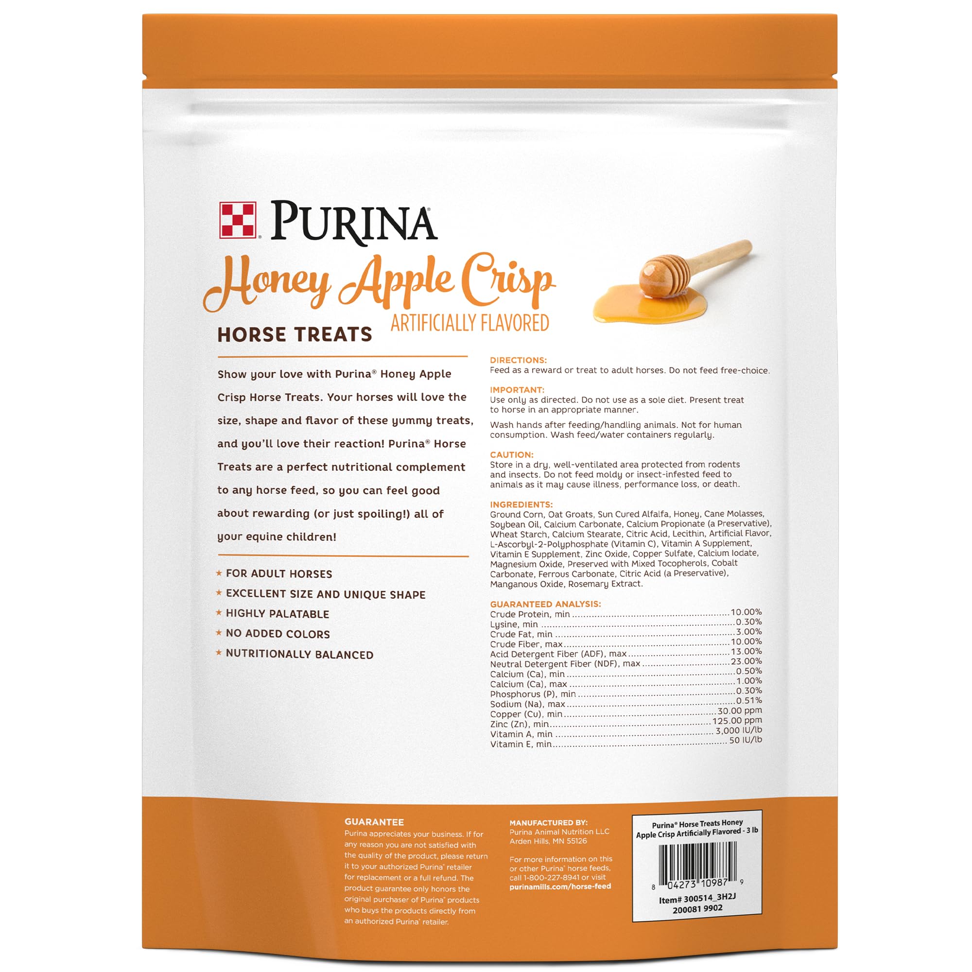 Purina Honey Applecrisp Horse Treats, 3 (3LB) Pound Bag