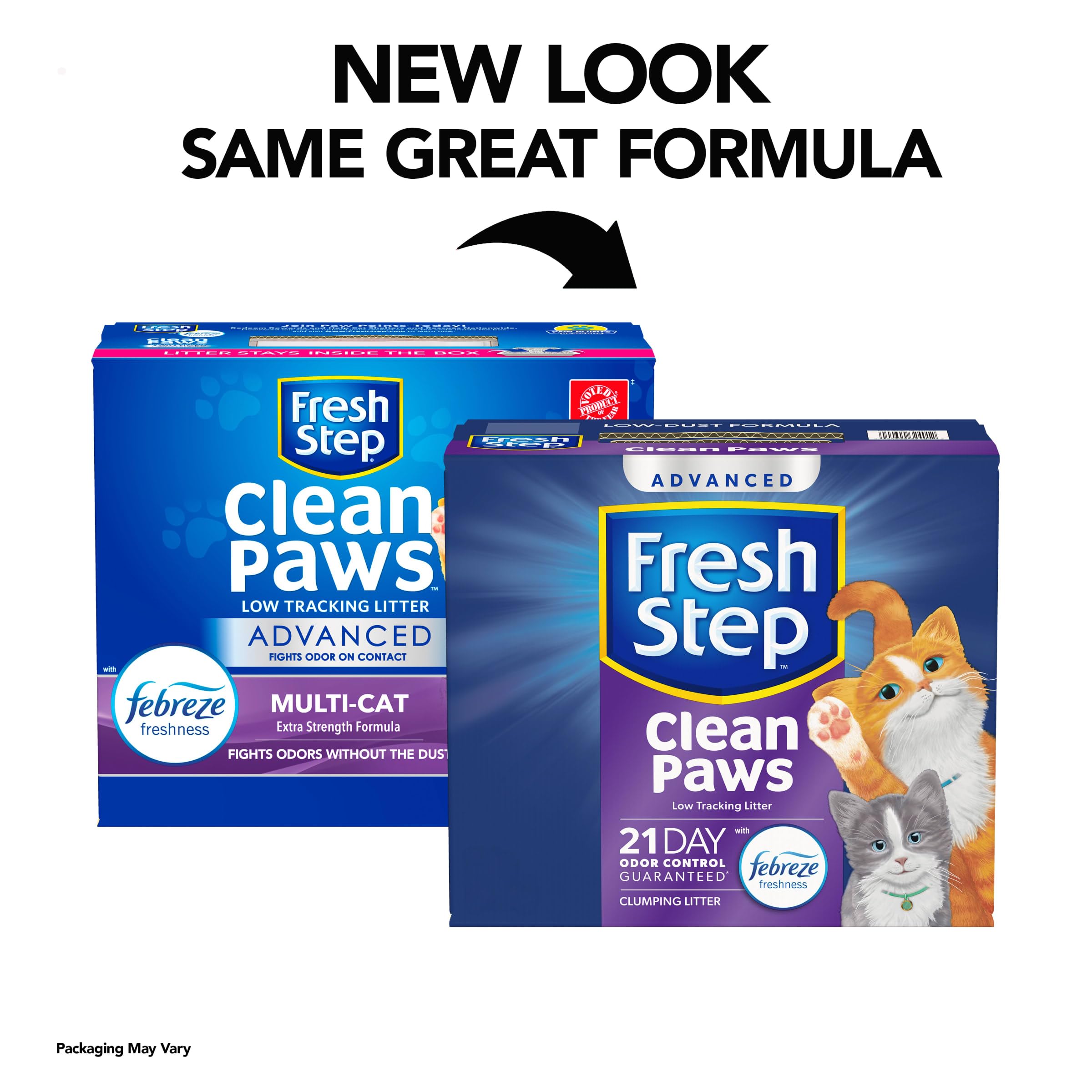Fresh Step Clean Paws Cat Litter With Febreze Freshness, Advanced Multi Cat Low Tracking Clumping Litter, 37 Lbs. (2 X 18.5 Lb. Box)