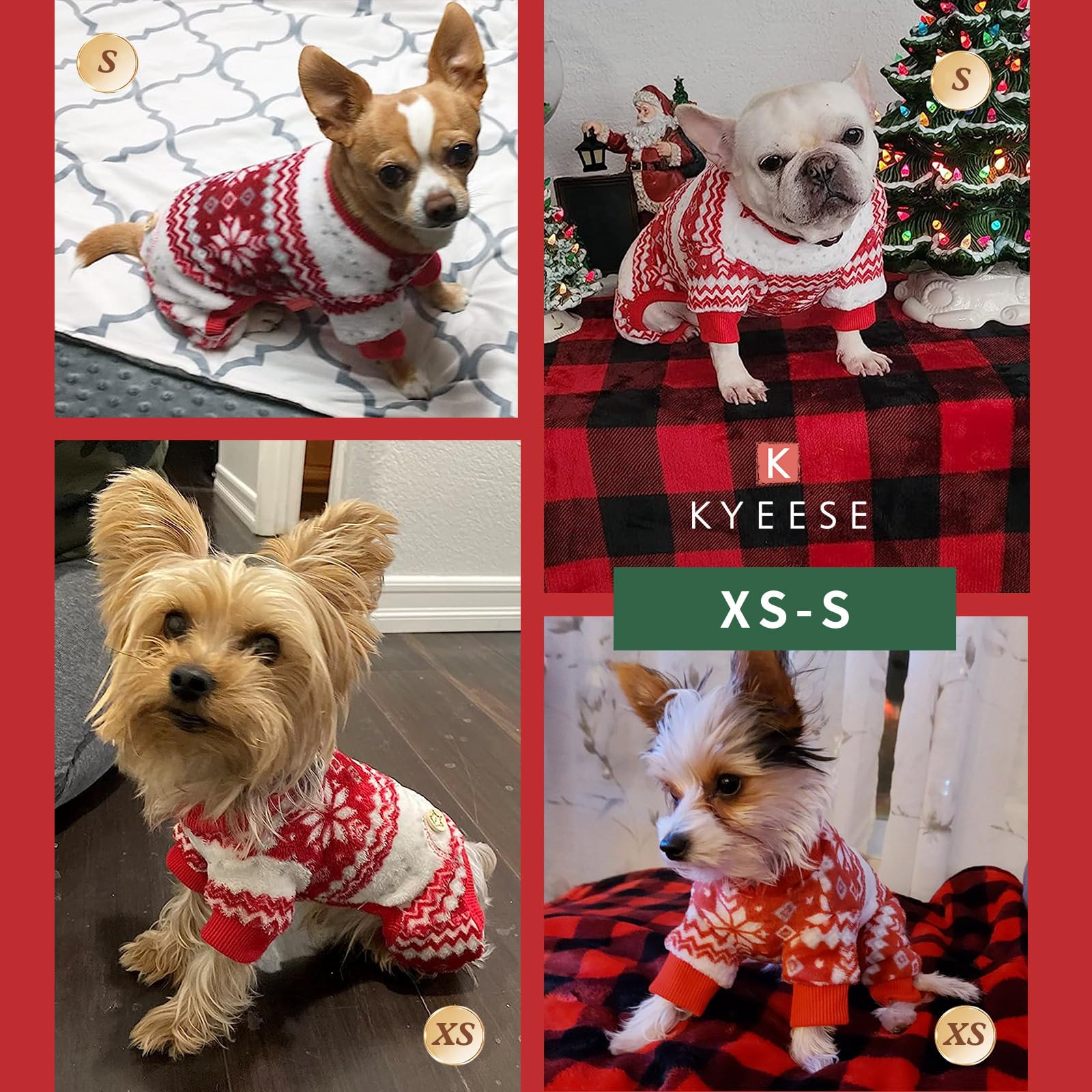 Kyeese Dog Pajamas Christmas Dog Pjs For Small Dogs Snowflake Holiday Dogs Onesie Soft Fleece
