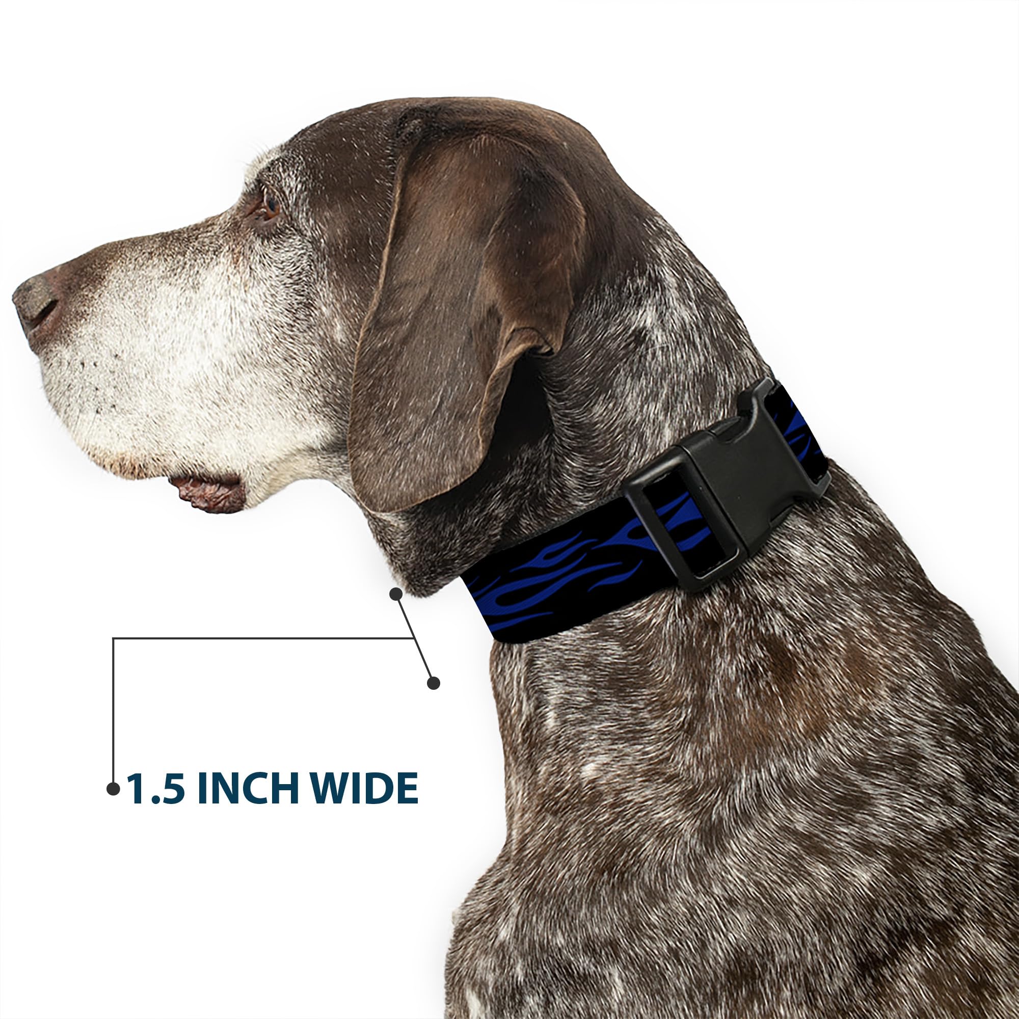 Buckle-Down Plastic Clip Collar - Flame Blue - 1.5 Wide - Fits 18-32 Neck - Large