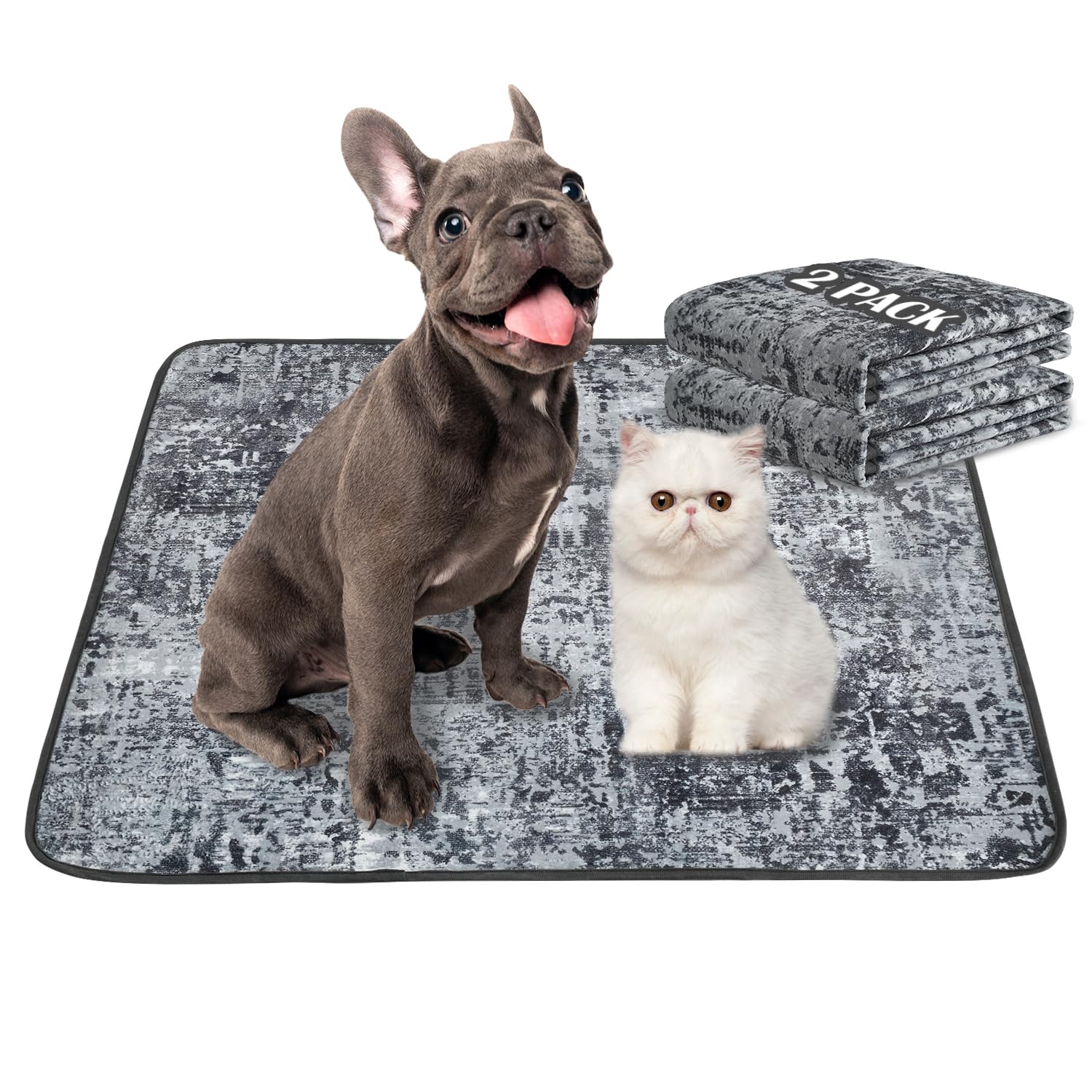 Qeils Washable Pee Pads For Dogs, 2 Pack Reusable 36''X41'' Super Absorbent Leakproof Training Pads, Non-Slip Potty For Crate, F