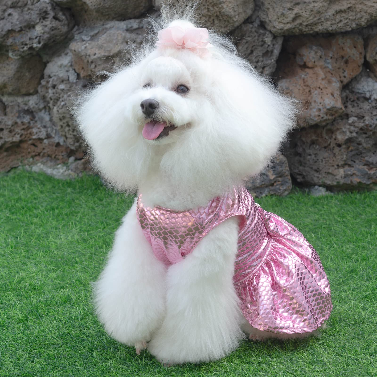 Cutebone Dog Dresses Bling Mermaid Summer Puppy Clothes For Medium Dogs Girl Sequins Skirt Dd11M
