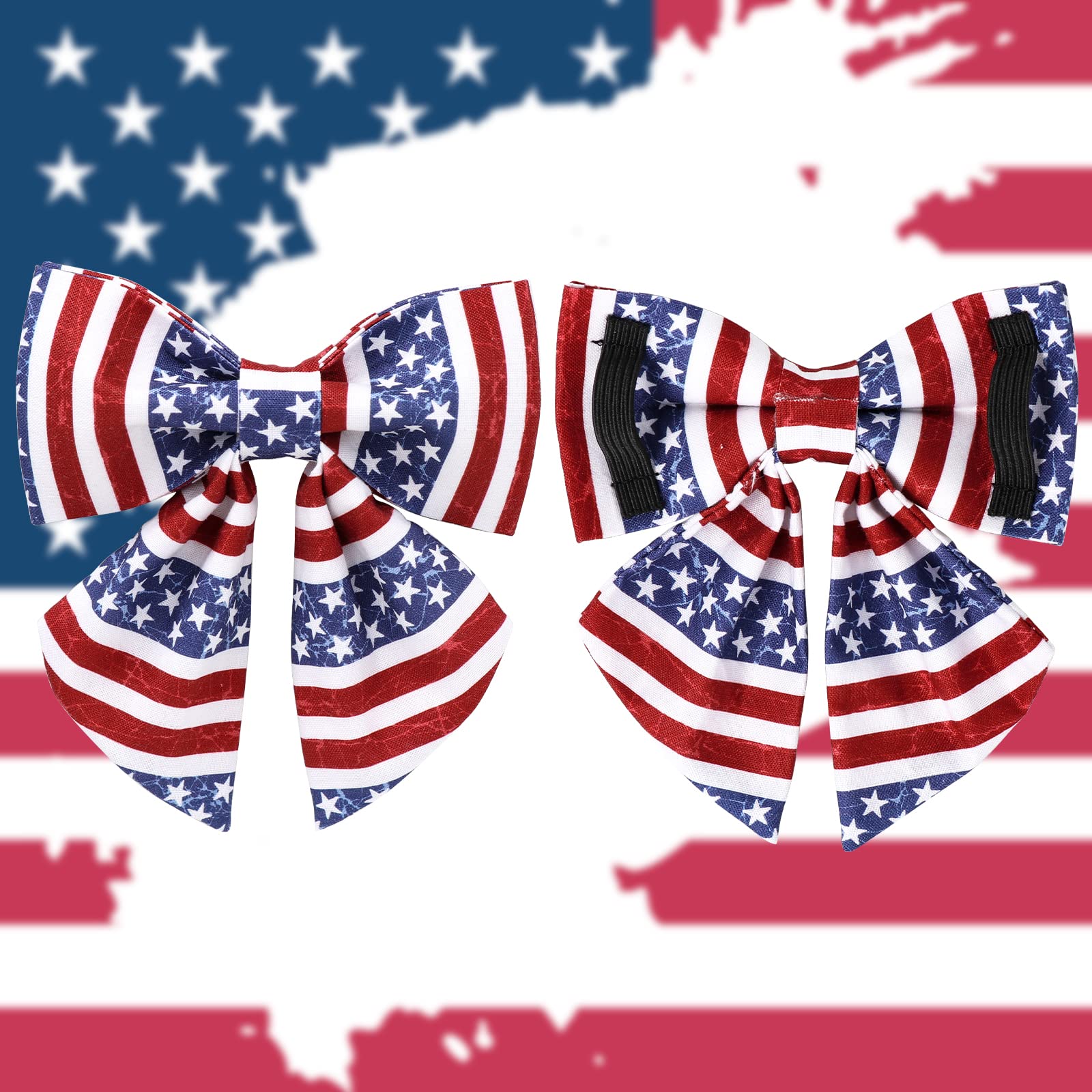 Up Urara Pup Patriotic Dog Collar With Bow Tie, 4Th Of July Bowtie Dog Collar, American Flag Collar For Small Boy Girl Dog, Comf