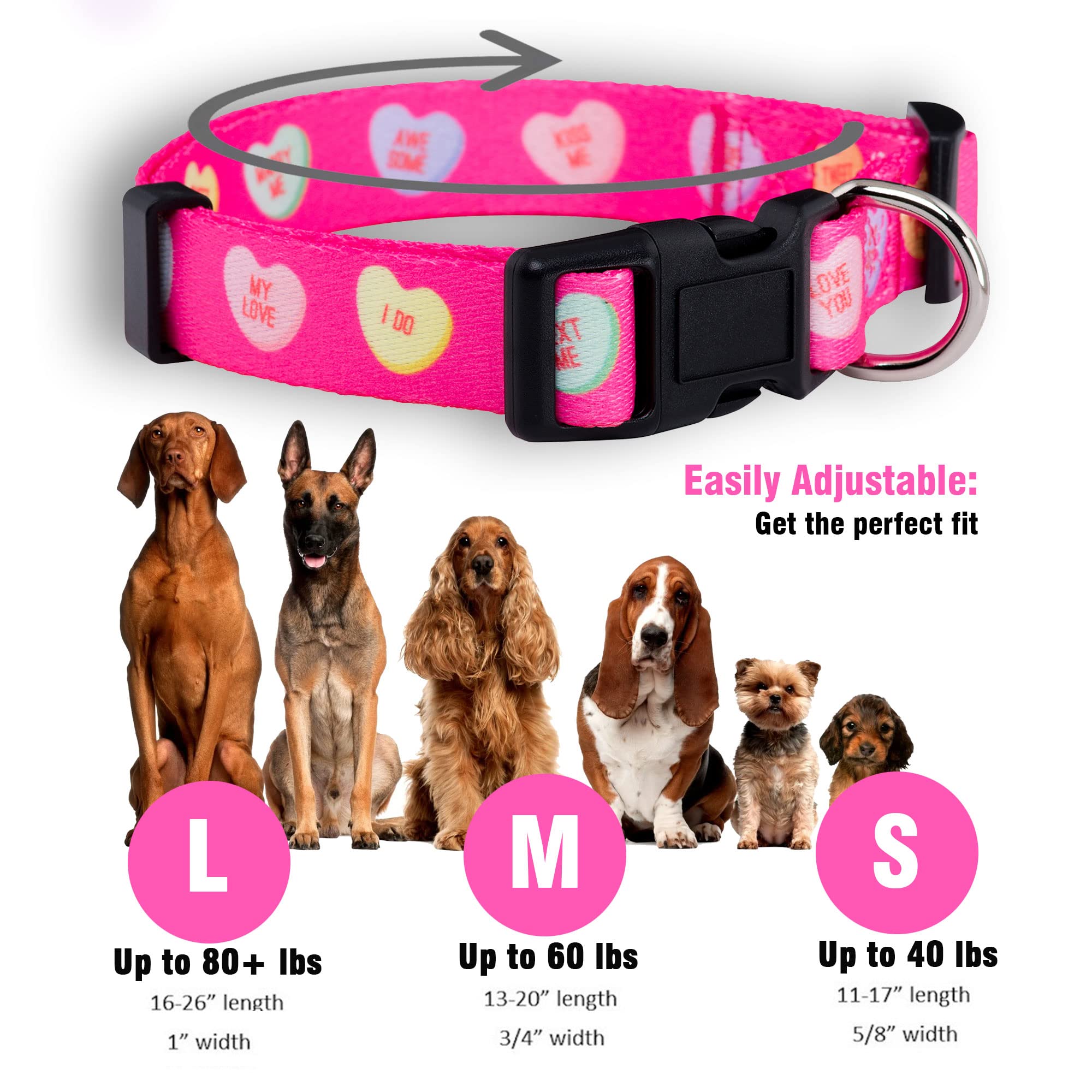 Native Pup Valentines Dog Collar- Valentines Day Pet Collars- Valentine Girly Hearts- Pink Red Heart- Cute Boy Girl Puppy Gift-