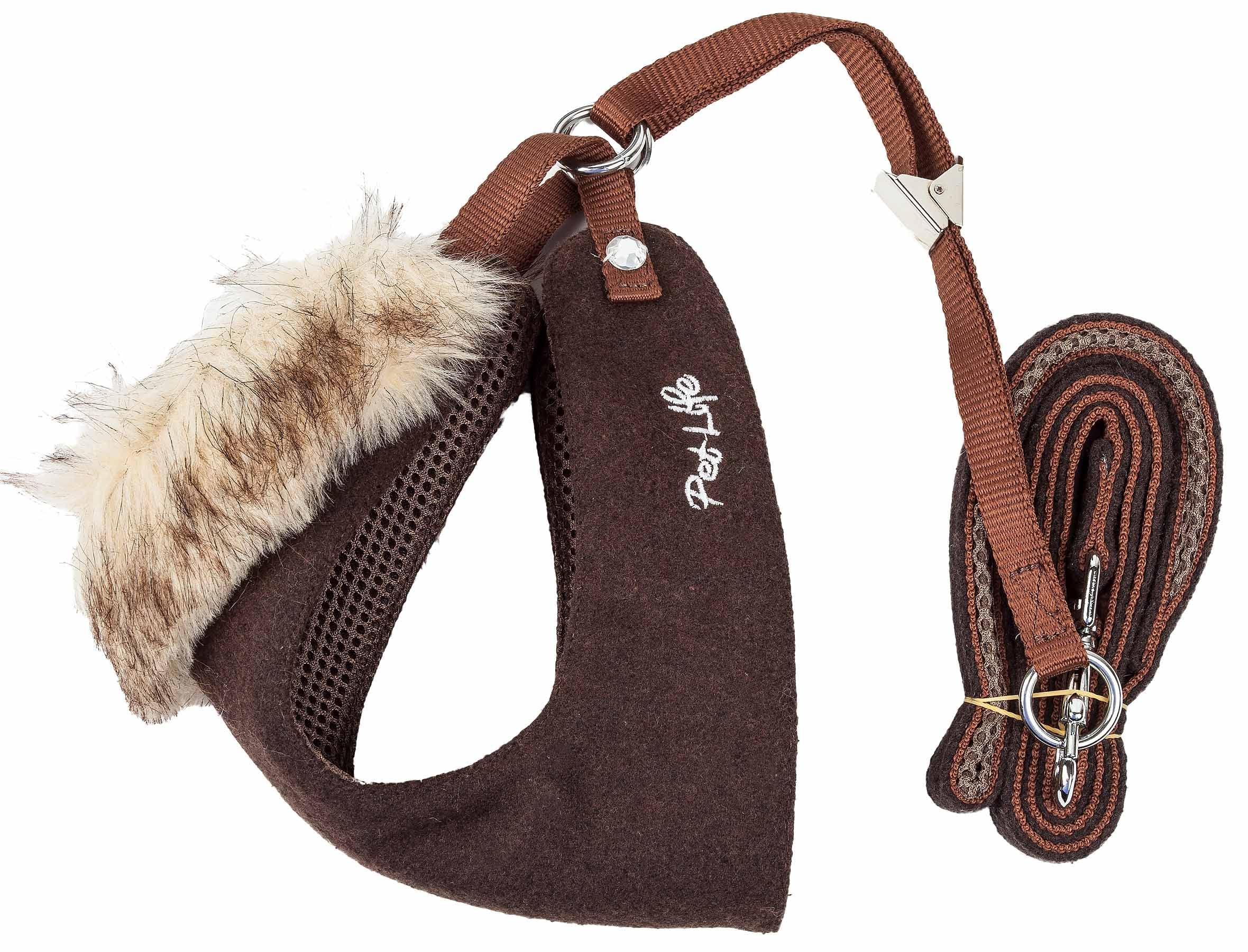 Pet Life  Luxe Collection Furracious 2-in-1 Adjustable Fashion Dog Harness and Leash with Removable Fur Dog Collar - Designer Pe