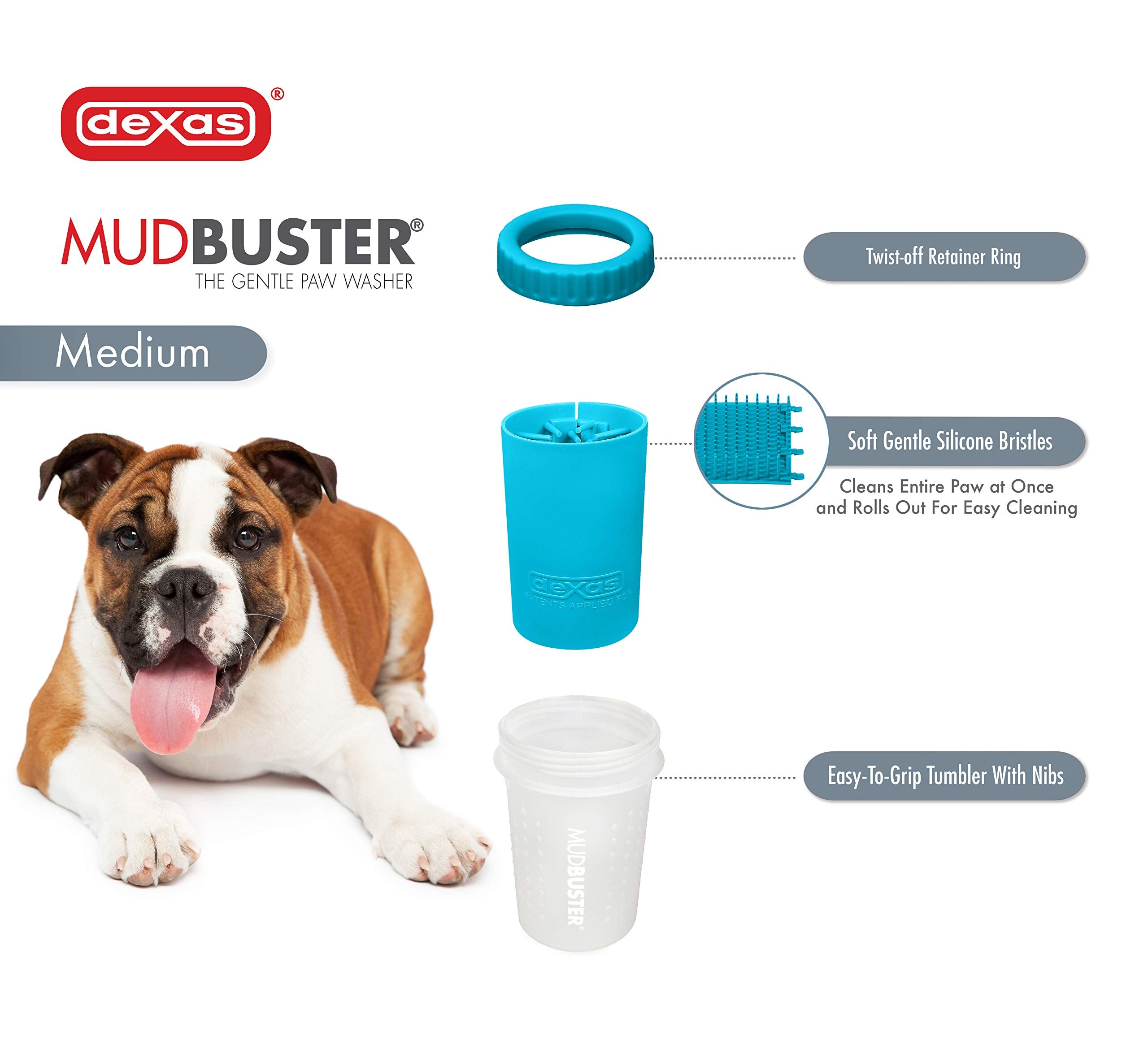 Dexas Mudbuster Portable Dog Paw Cleaner, Medium, Blue