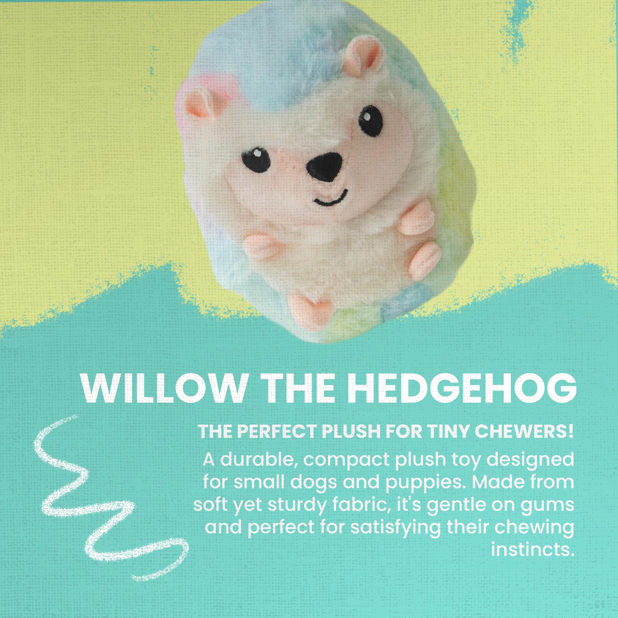 Snugarooz Willow The Hedgehog Plush Toy – Durable Chew Toy For Small Dogs - Made From Recycled Materials - Crinkle & Squeak Sounds - Ideal For Puppies