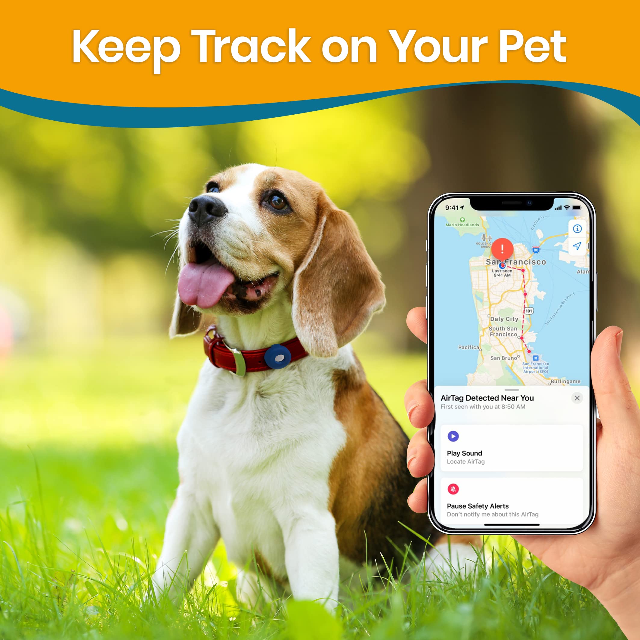 Pawbee Airtag Dog Collar Holder - 2 Pack Round Apple Air Tag Dog Collar Holder - Soft Silicone Dog Airtag Holder, Air Tag Pet Co