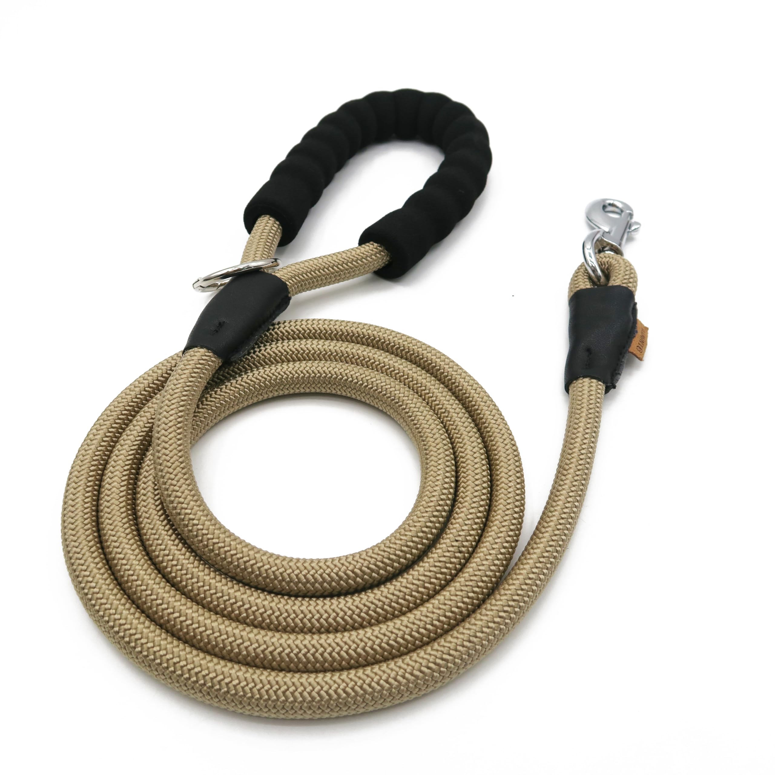 Aiminto Dog Leash, Braided Rope Traction - Walking Training Lead for Medium/Large Dogs ((1/2 '') x 6FT, Khaki)
