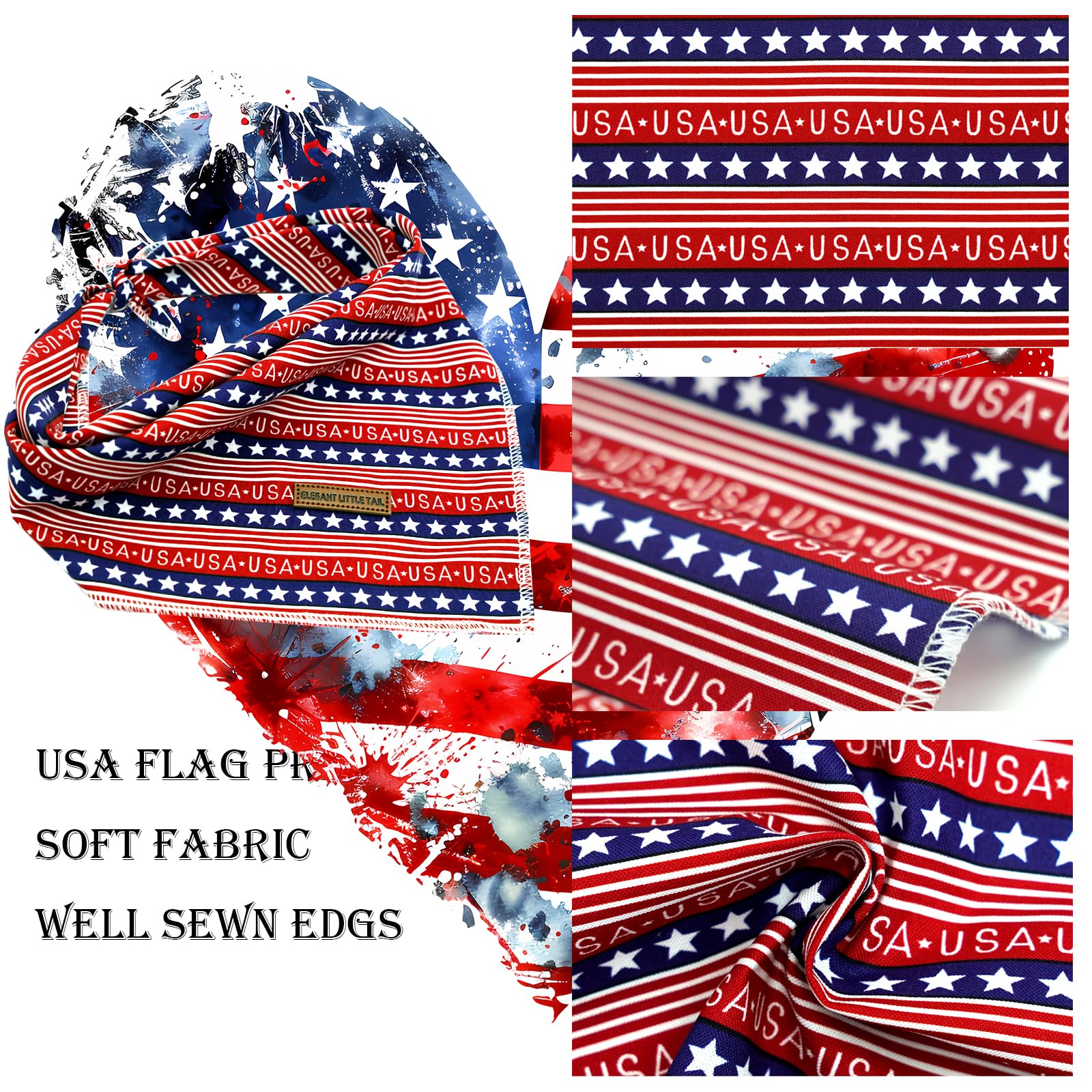 Elegant Little Tail Dog Bandana, Independence Dog Bandana 4Th Of July Adjustable Puppy Scarf Handkerchief Boy Girl Pet Bibs Scar