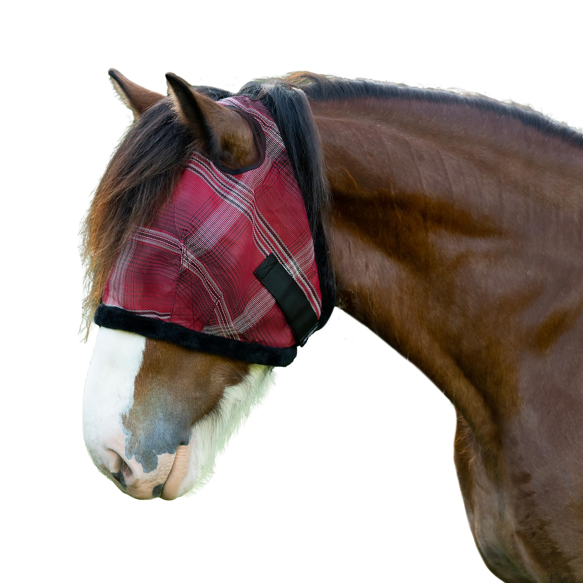 Kensington UV Fly Mask with Fleece Trim - Protective Mask with Dual Ear Opening Size: XXL Color: 165 - Merlot
