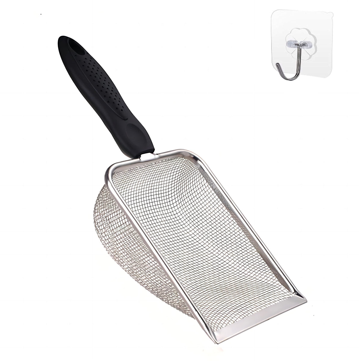 Firsal Small Mesh Stainless Steel Cat Litter Scoop Fine Mesh Metal Reptile Litter Cleaner Scooper Non-Stick Coated Metal Litter 