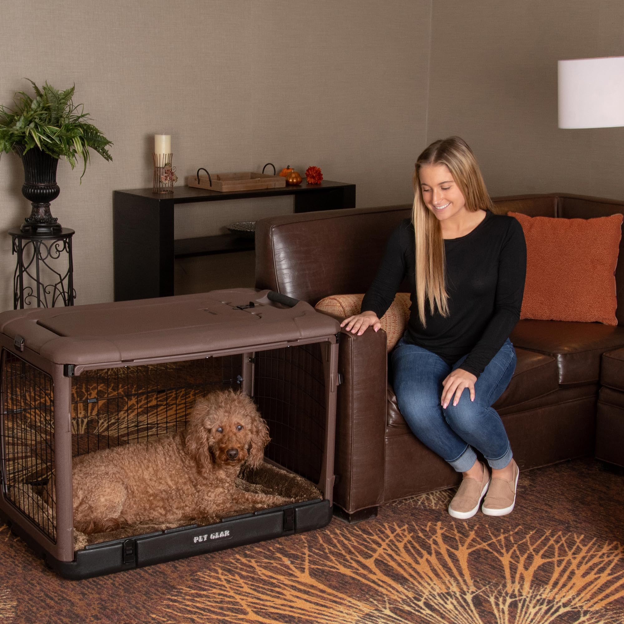 Pet Gear The Other Door    4 Door Steel Crate For Dogs/Cats With Garage-Style Door, Includes Plush Bed + Travel Bag, No Tools Re