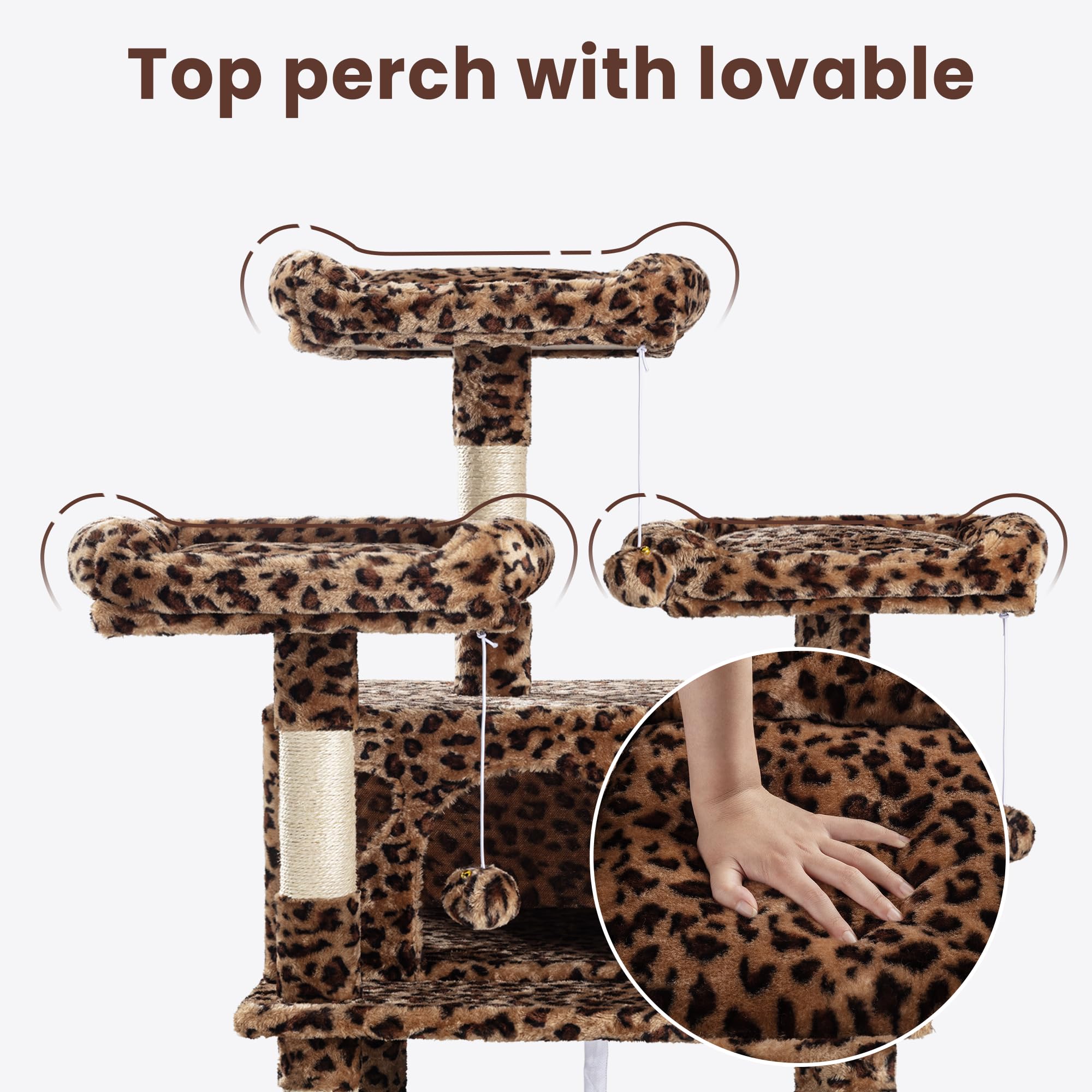 SHA CERLIN 68 Inches Multi-Level Large Cat Tree for Large Cats/Big Cat Tower with Cat Condo/Cozy Plush Cat Perches/Sisal Scratch
