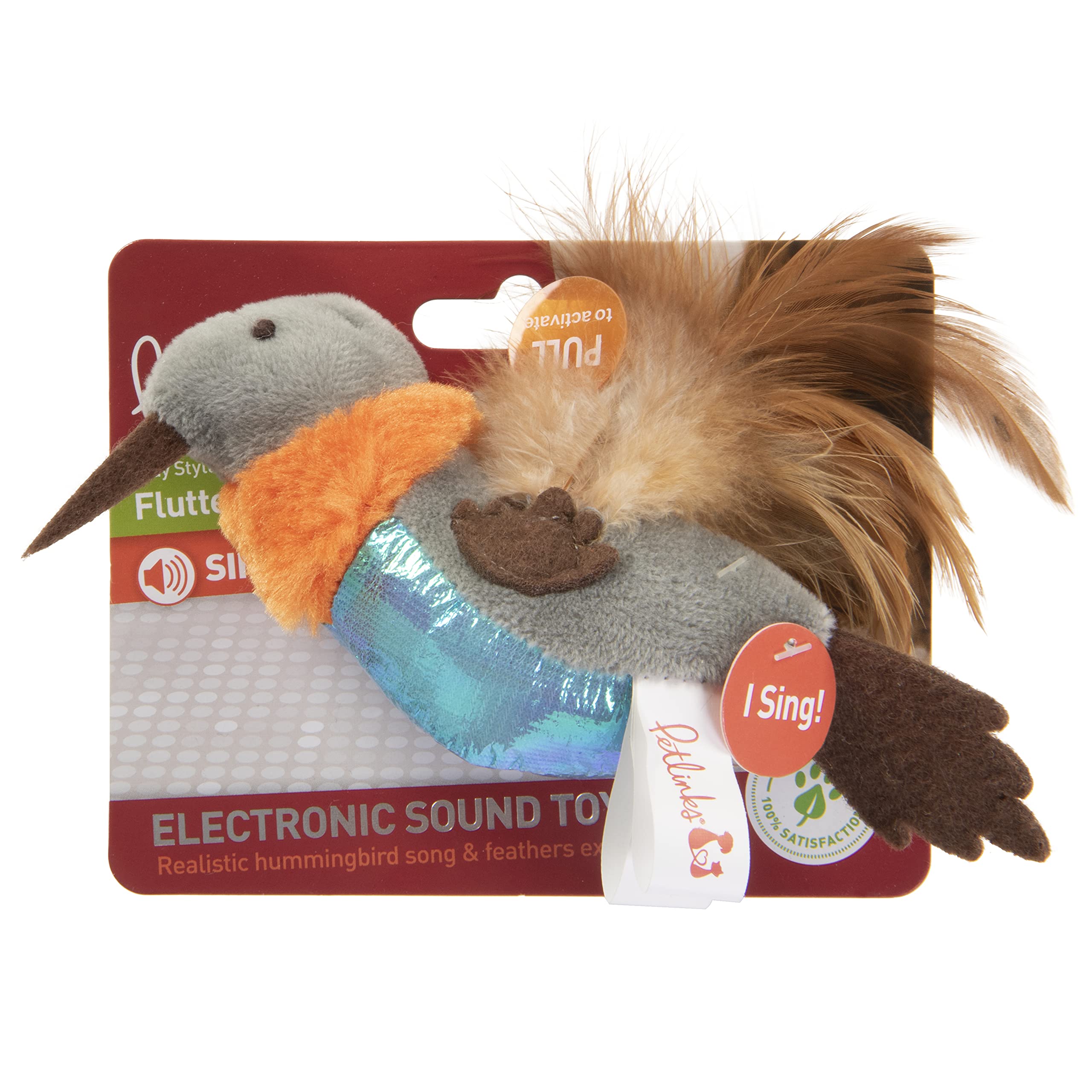 Petlinks Flutter Singer Electronic Sound Cat Toy, Battery Powered - Gray/Blue, One Size