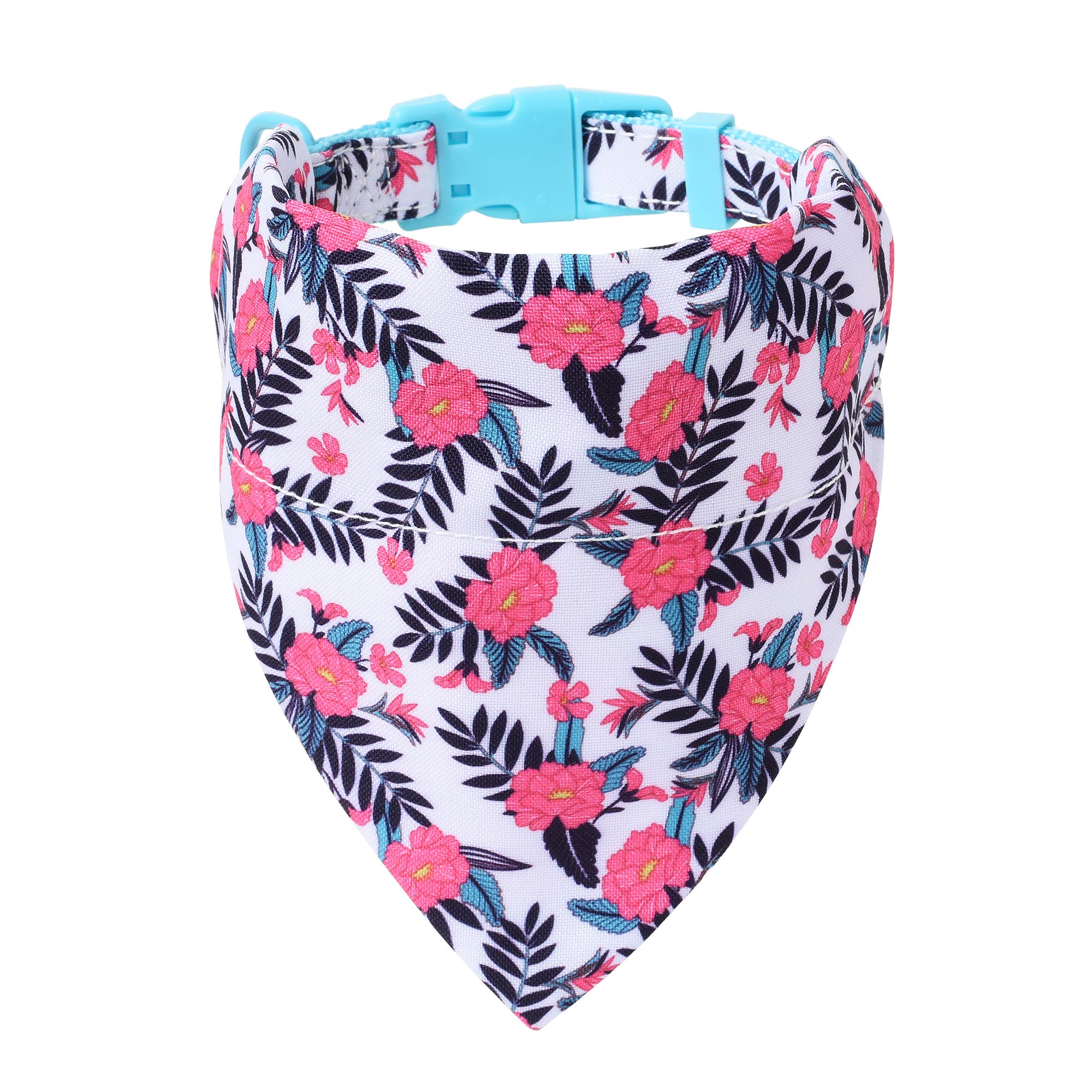 Mile High Life - Cute Bandana Collar | Soft Poly Cotton Fabric Collars For Medium Dogs - Flower & Fruit Pattern (Peony)