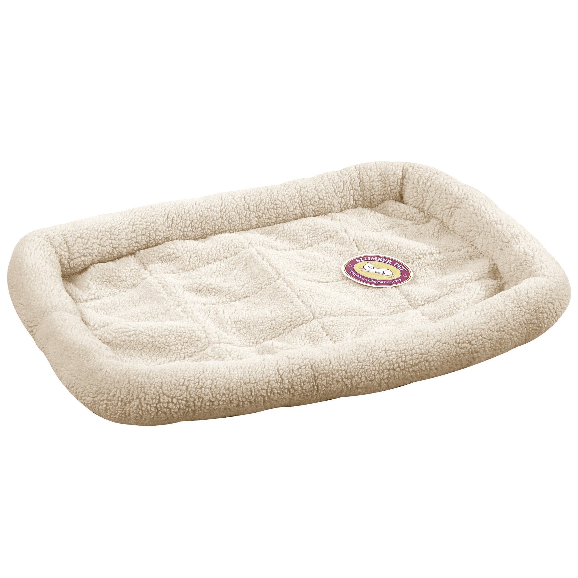 Slumber Pet Sherpa Crate Beds - Comfortable Bumper-Style Beds For Dogs And Cats, Medium, Natural Beige, 20.5' L X 13.5' W X 6.