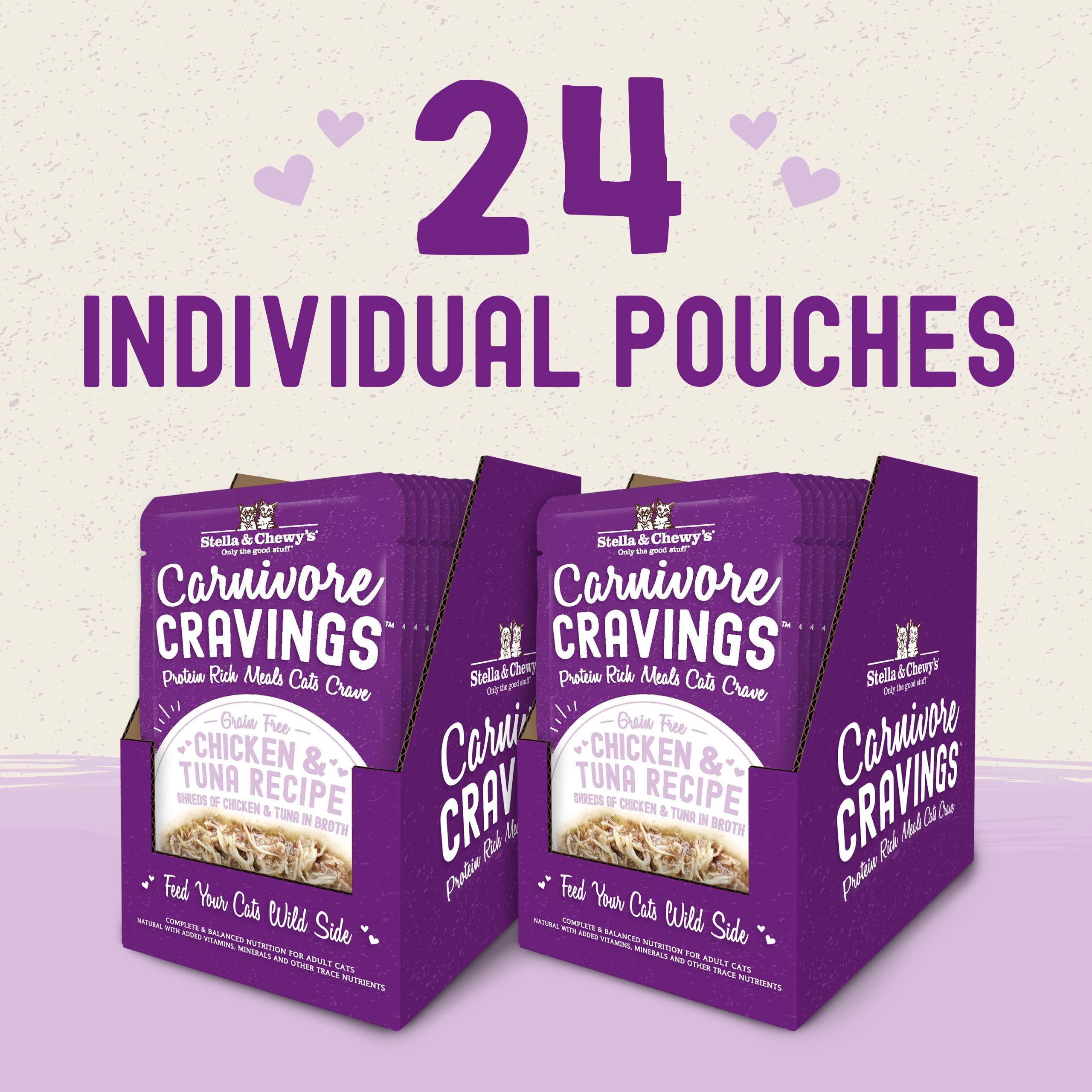 Stella & Chewy s Carnivore Cravings Wet Cat Food Pouches - Grain Free, Protein Rich Meal, Topper or Treat - Chicken & Tuna Reci