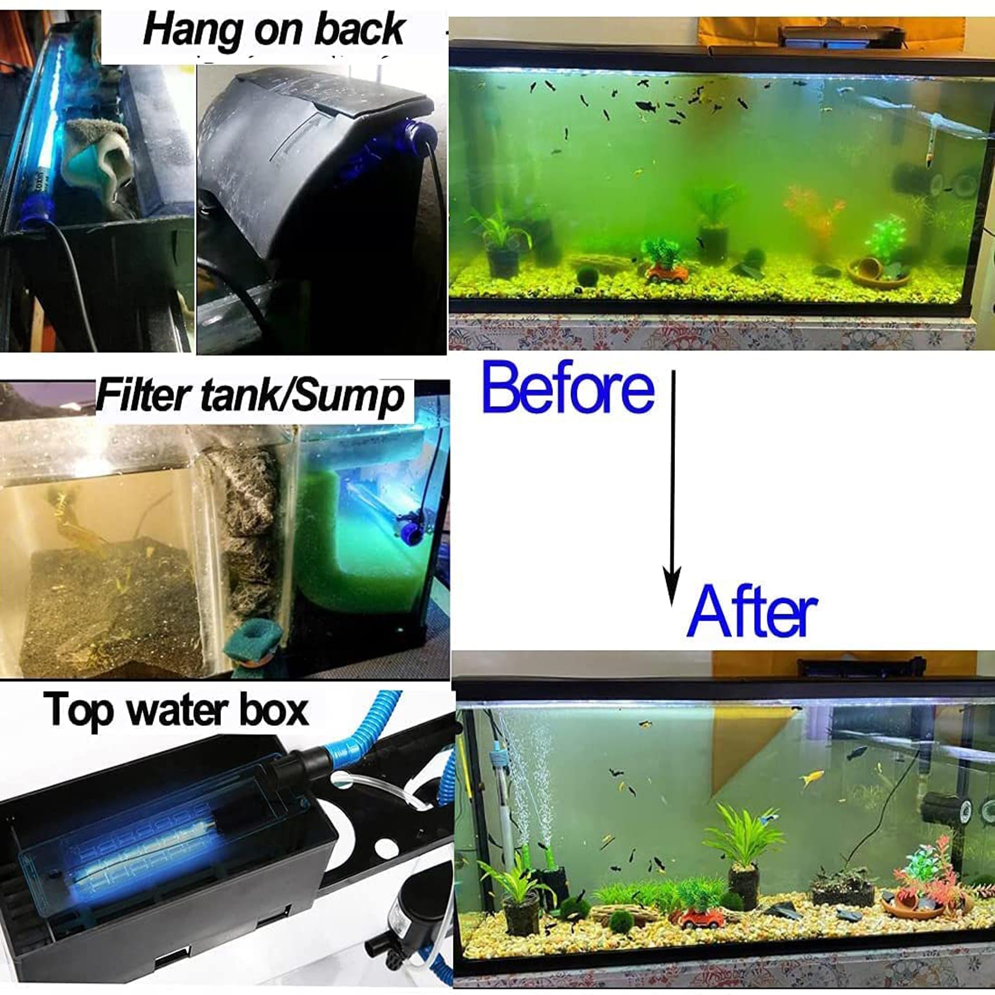 Mini 3W Timer Aquarium &Uv-C Water Clean Light Algae Clear Green Bloom Clean Fish Tank Water Clean Lamp For Sump Pond Filter Tank