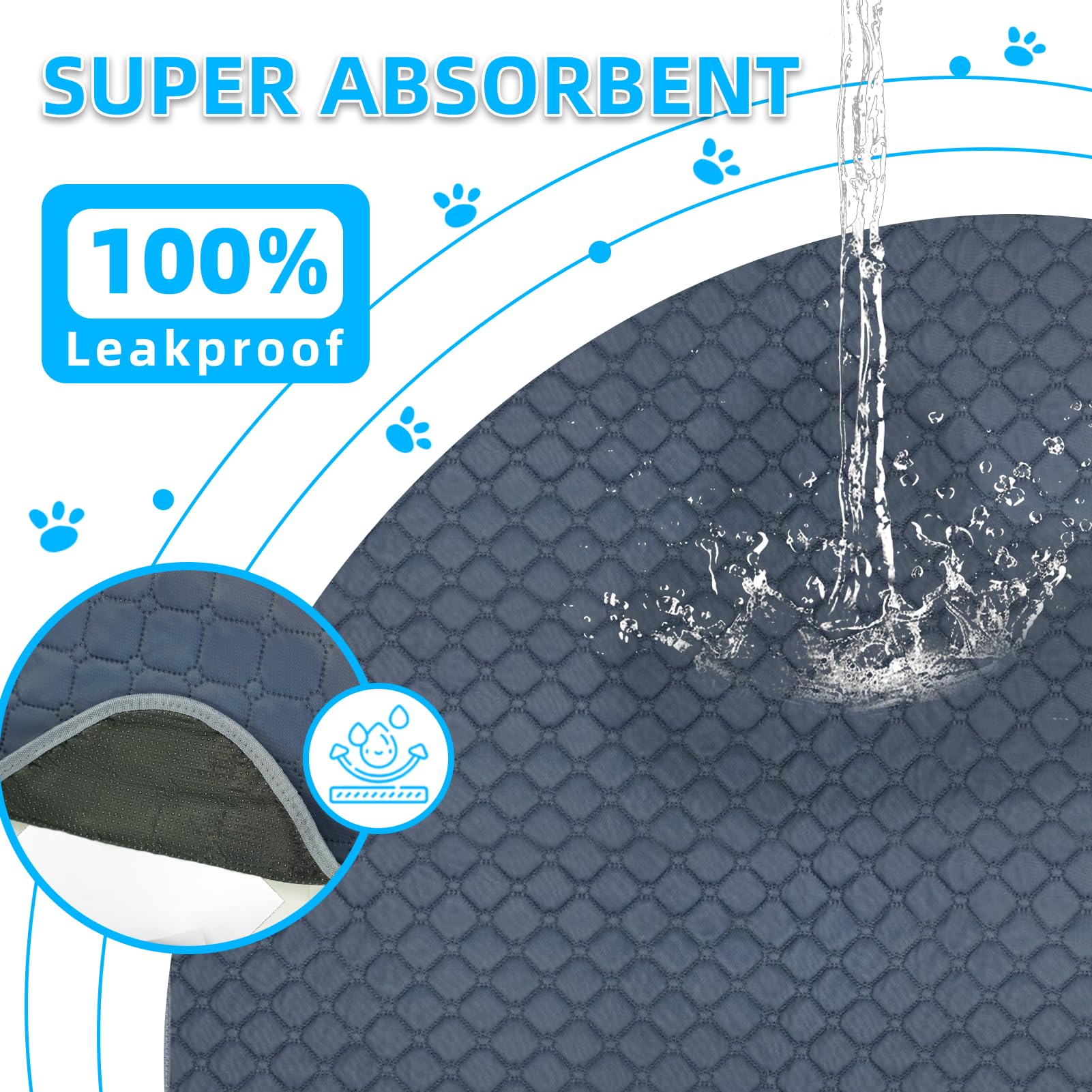 Greatbond Reusable Puppy Pads, 2 Pack Washable Pee Pads For Dogs, Waterproof Absorbent Wee Wee Pad, Absorbent And Leakproof Pet