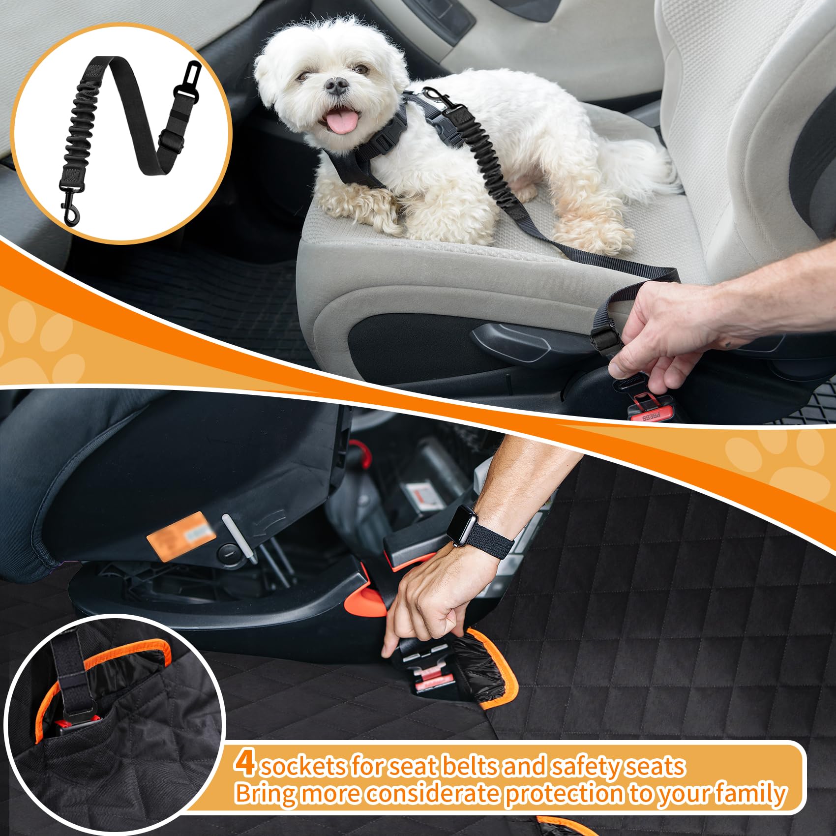 Famstar Dog Car Seat Cover For Back Seat 100% Waterproof Durable 600D 6-Layer Scratchproof Nonslip Pet Dog Seat Cover With Mesh Window For Dog Hammock For Car Trucks And Suv(54'X58'-Hi, Black)